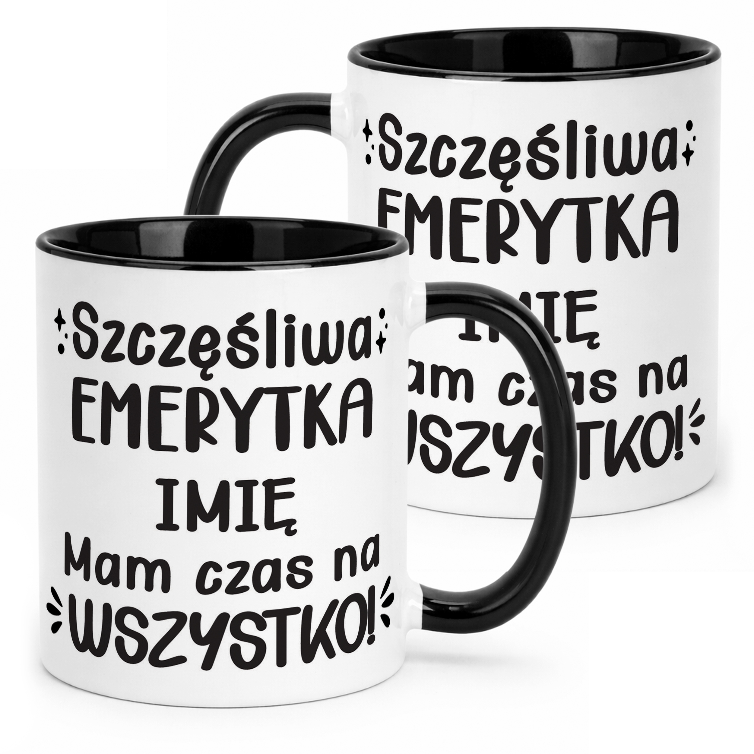Kubek Czarny Personalizowany z okazji Emerytury Dla Emerytki Prezent