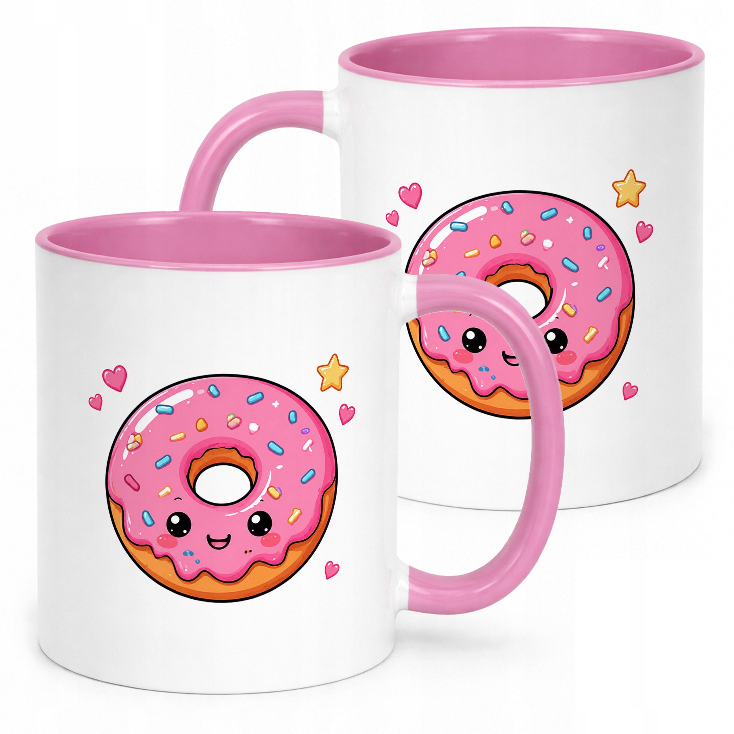 Kubek Różowy z nadrukiem Kawaii Pączek Dla Dzieci Prezent Upominek