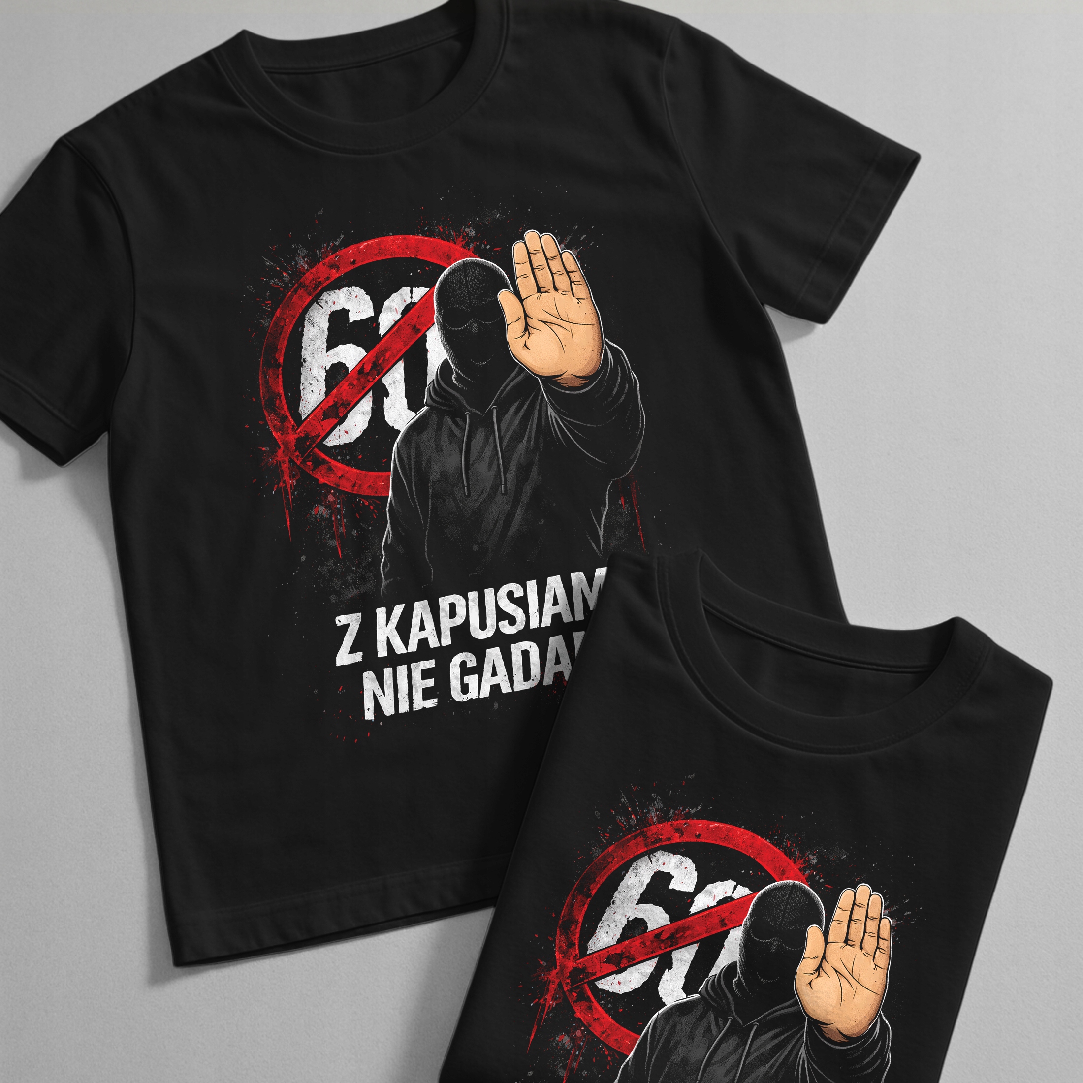 Koszulka czarna męska Z Kapusiami nie gadam Przekreślona Anty 60 r. 3XL