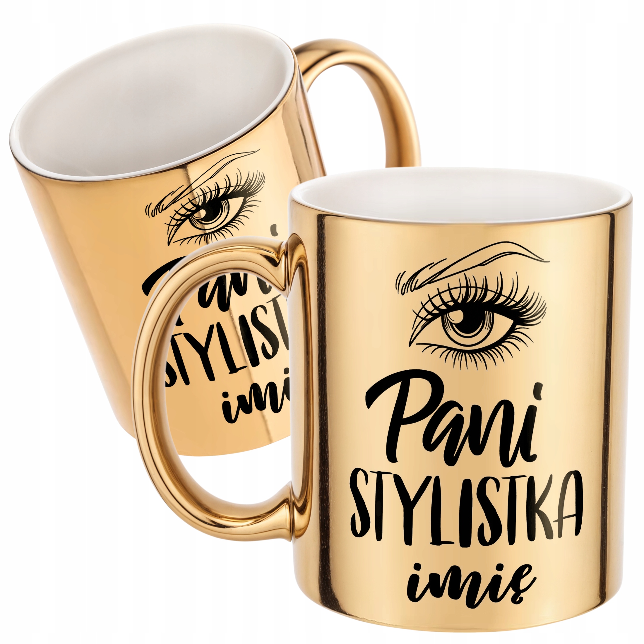 Złoty Kubek Personalizowany Pani Stylistka Rzęs Brwi Prezent