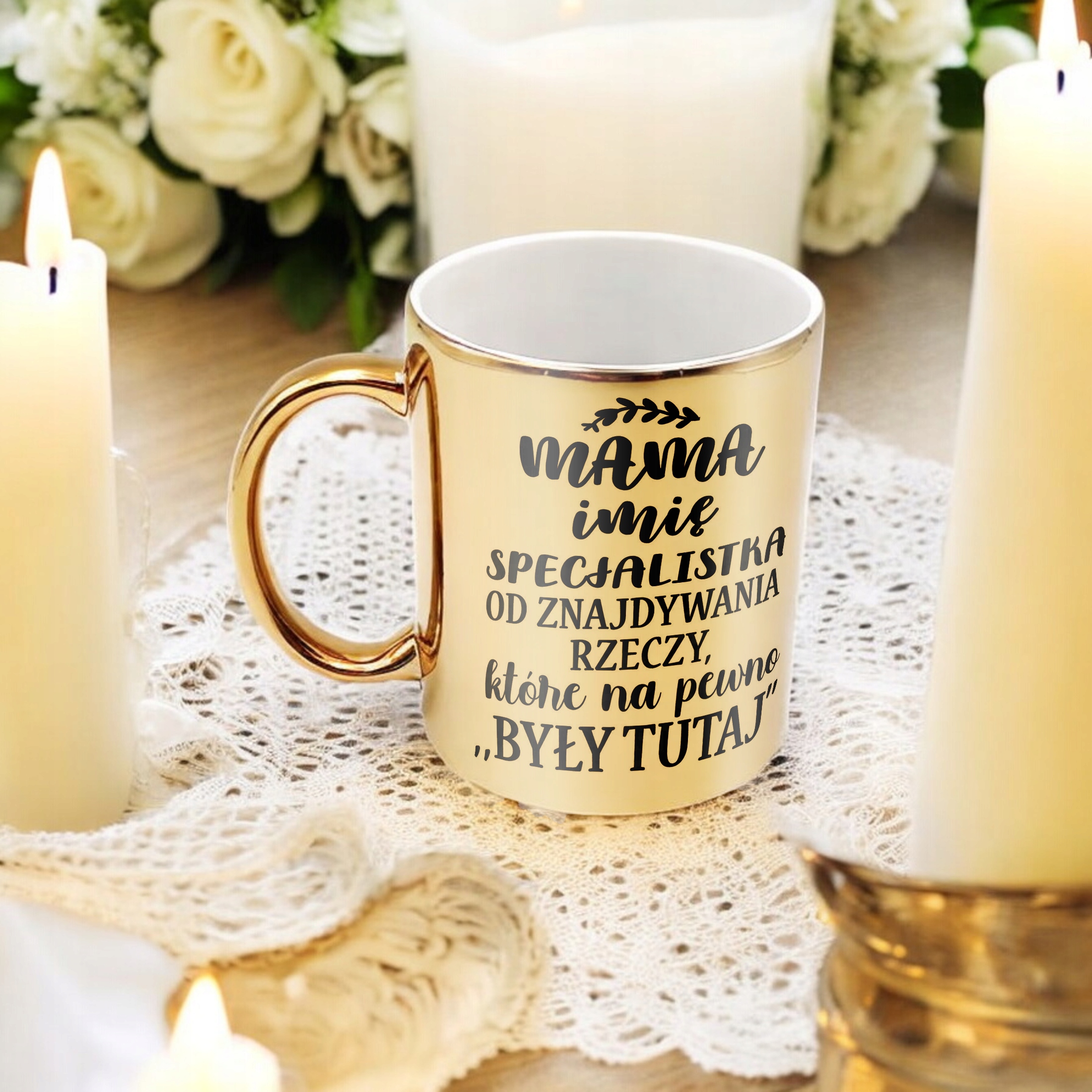 Złoty Kubek ceramiczny Personalizowany Dzień Matki Dla Mamy Prezent