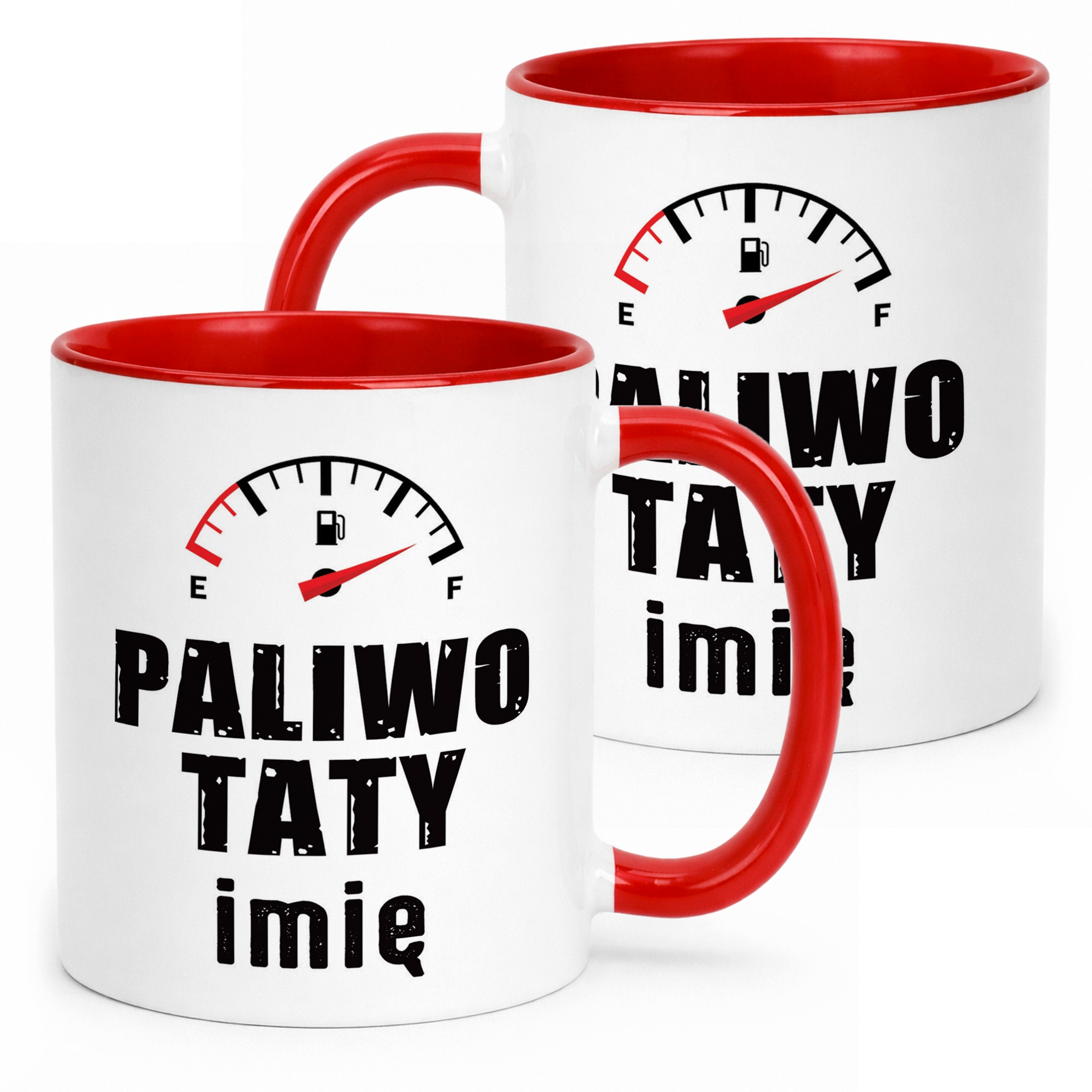 Kubek Czerwony Personalizowany Dzień Ojca Paliwo Taty Prezent