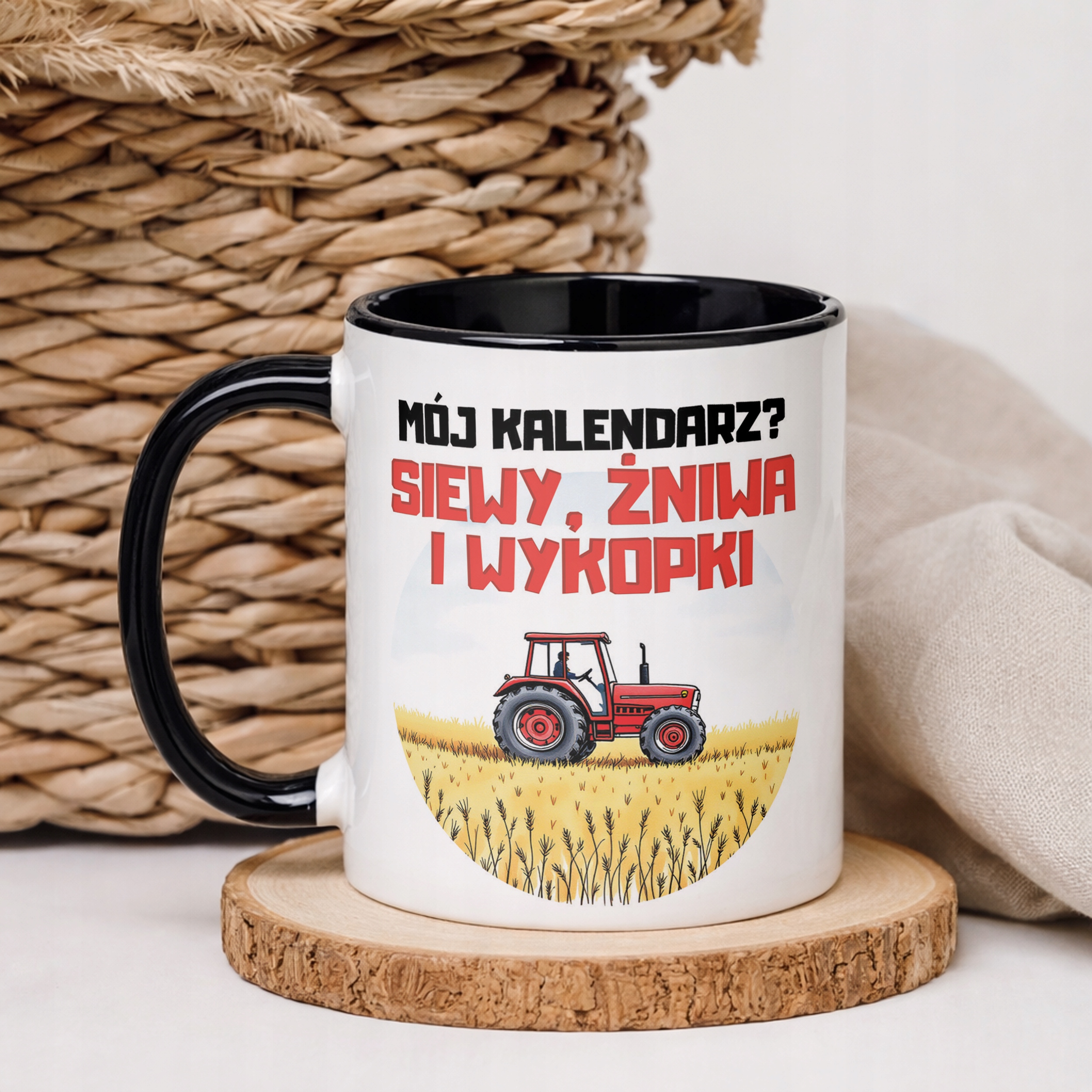 Kubek Czarny Rolnik Dla Rolnika Traktor Zabawny Prezent Upominek
