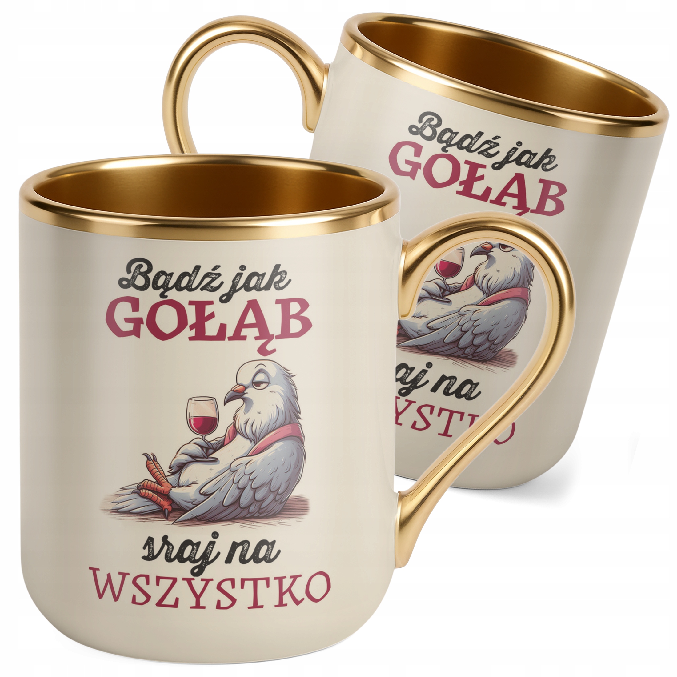 Kubek Premium Złoty Ecru Dla Gołębiarzy Prezent Dla Hodowcy Gołębi