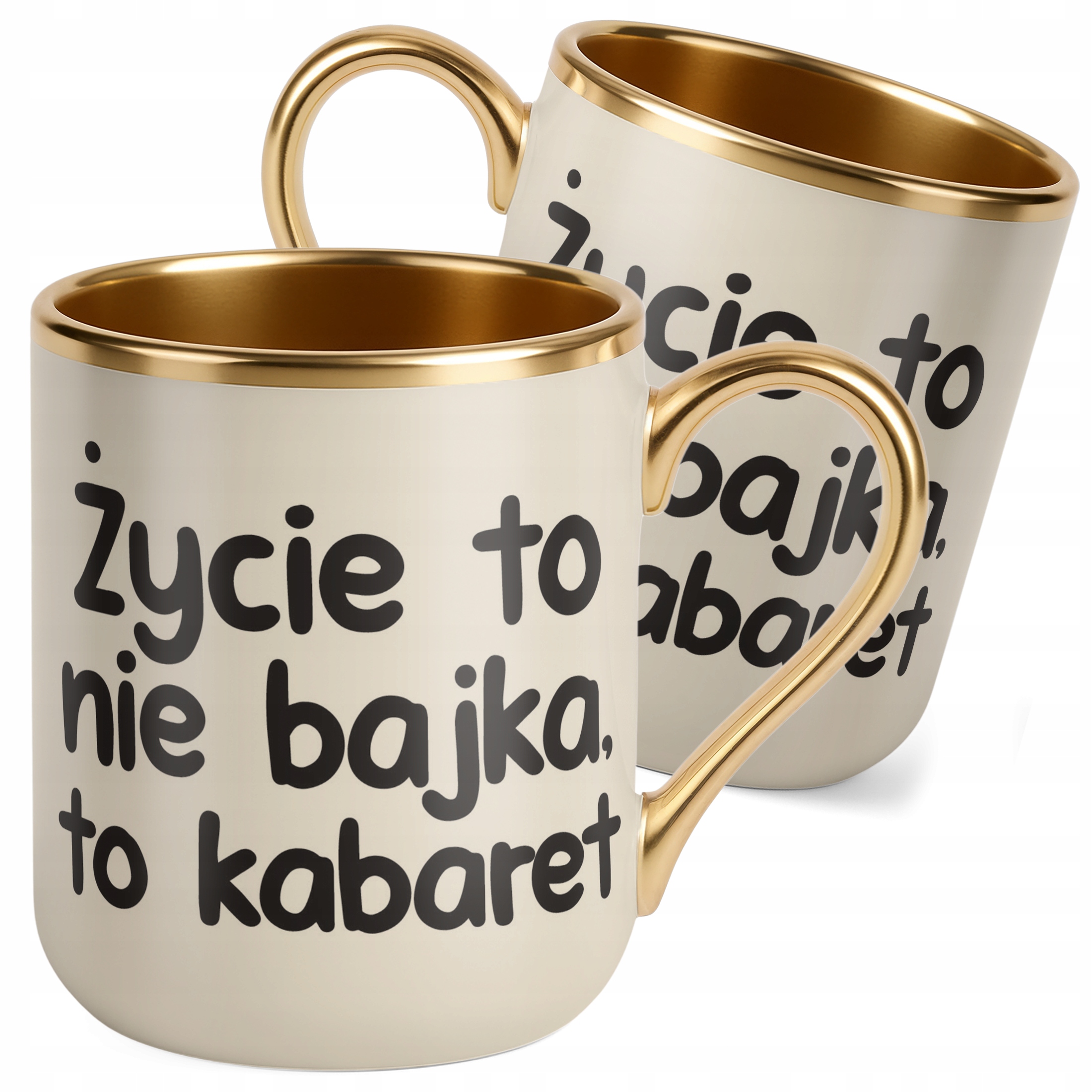 Kubek Premium Złoty Ecru Życie To Nie Bajka Śmieszny Zabawny