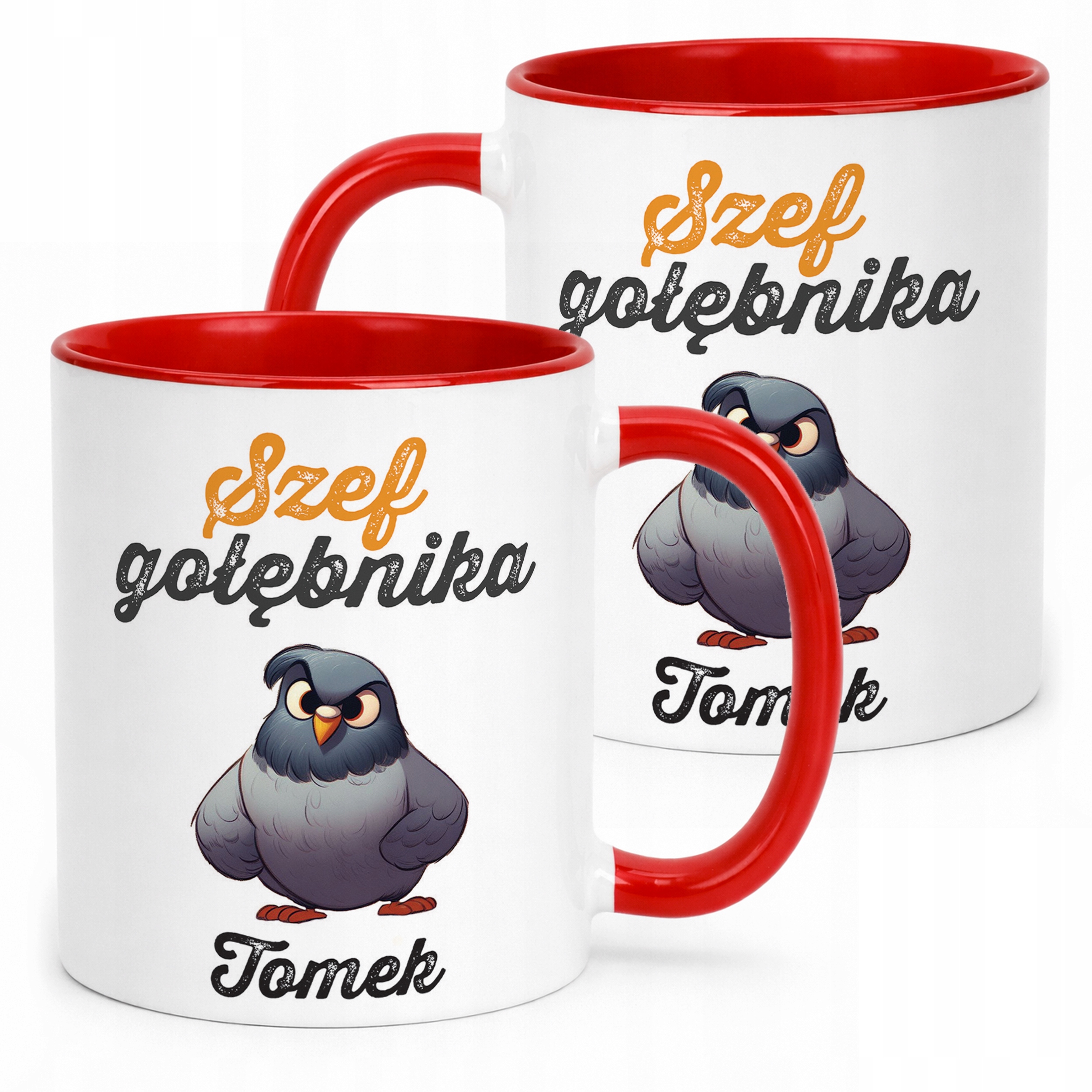 Kubek Czerwony Personalizowany Dla Gołębiarza Prezent Dla Hodowcy Gołębi