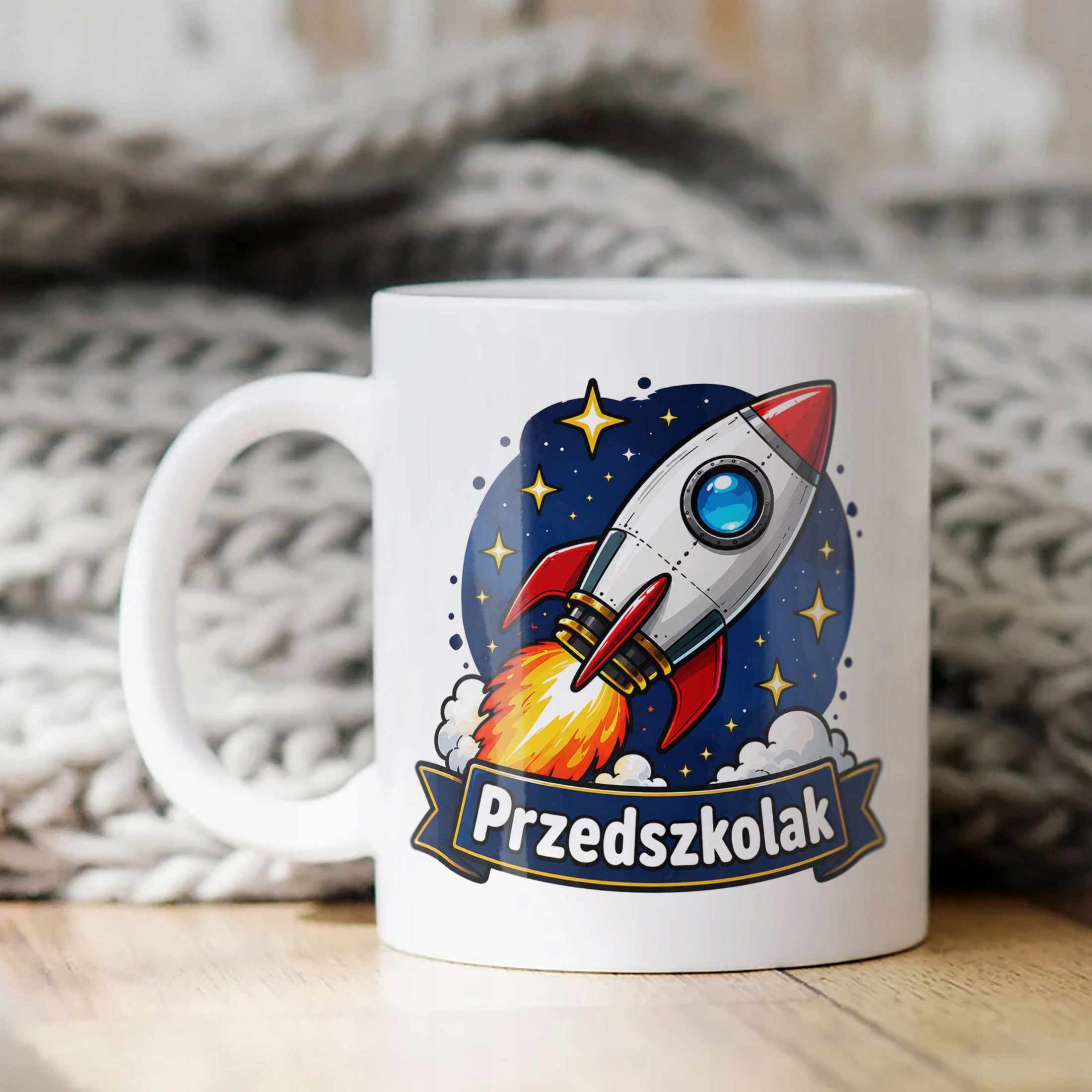 Biały Kubek z nadrukiem Przedszkolak Szkoła Dla Dzieci Prezent