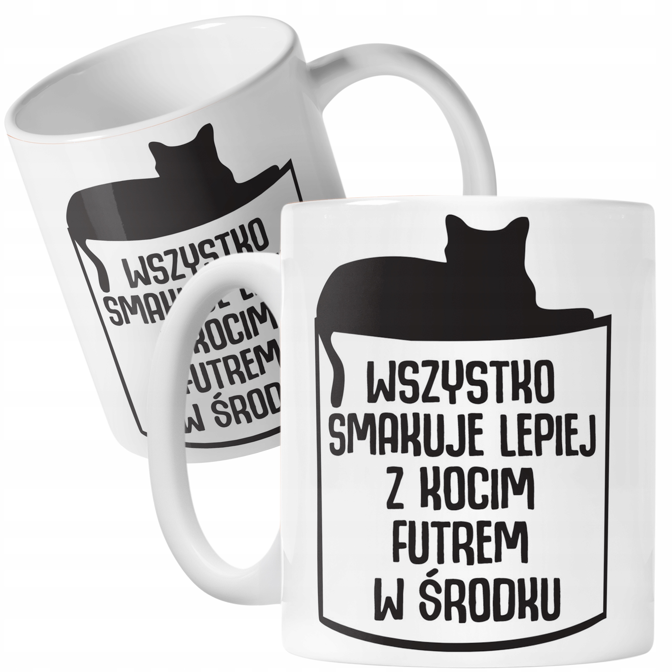 Kubek ceramiczny Wszystko Lepiej Smakuje Z Kocim Futrem Kot Prezent