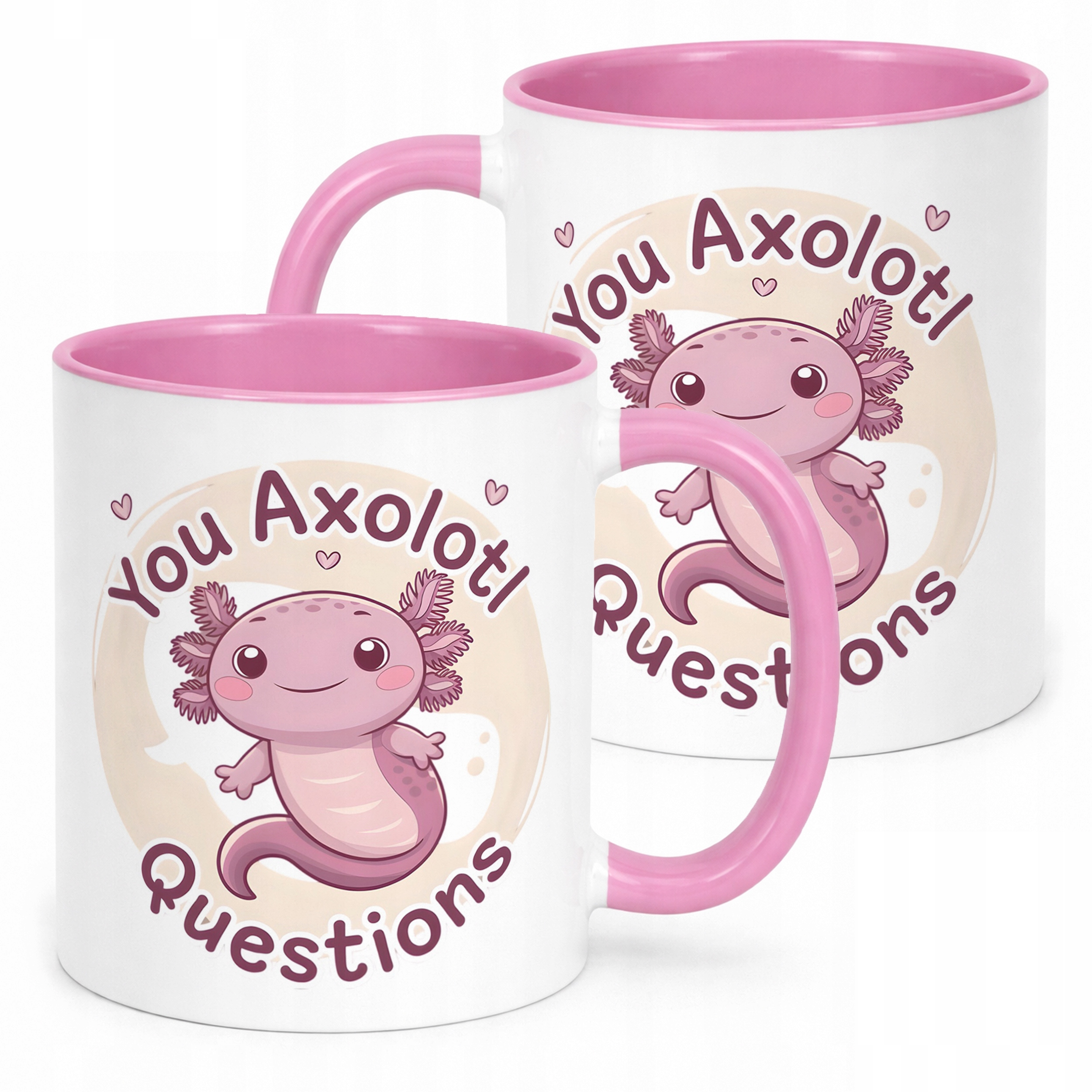 Różowy kubeczek biały środek 330ml Aksolotl Axolotl Różowy Zwierzak Trend