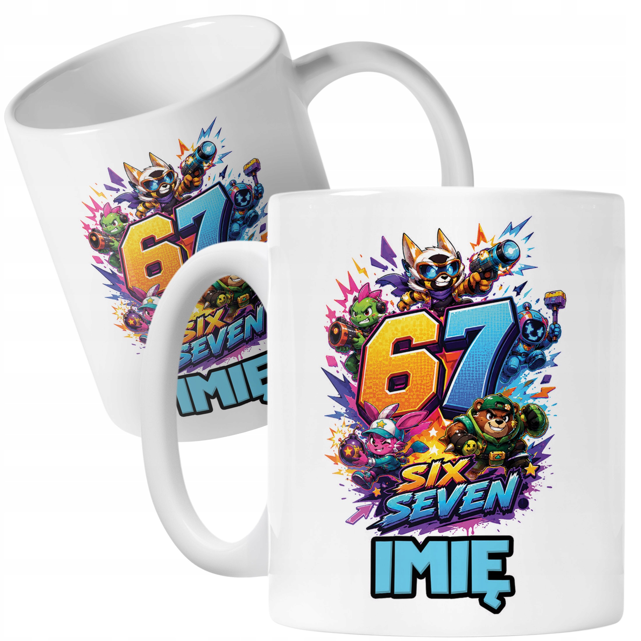 Biały Kubek z nadrukiem personalizowany SIX SEVEN Dla Dzieci Prezent