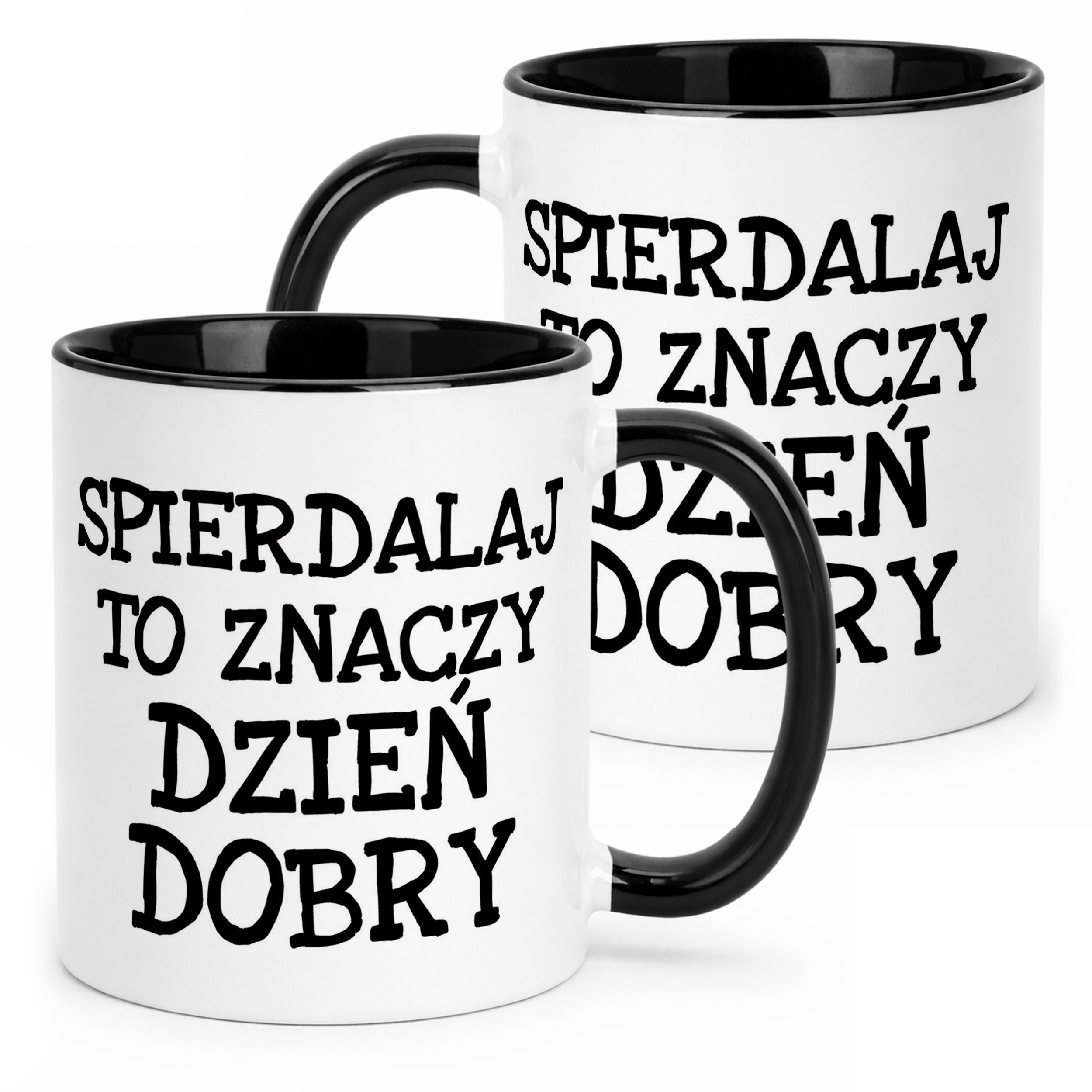 Kubek Czarny Spier*** To Znaczy Dzień Dobry Zabawny Prezent