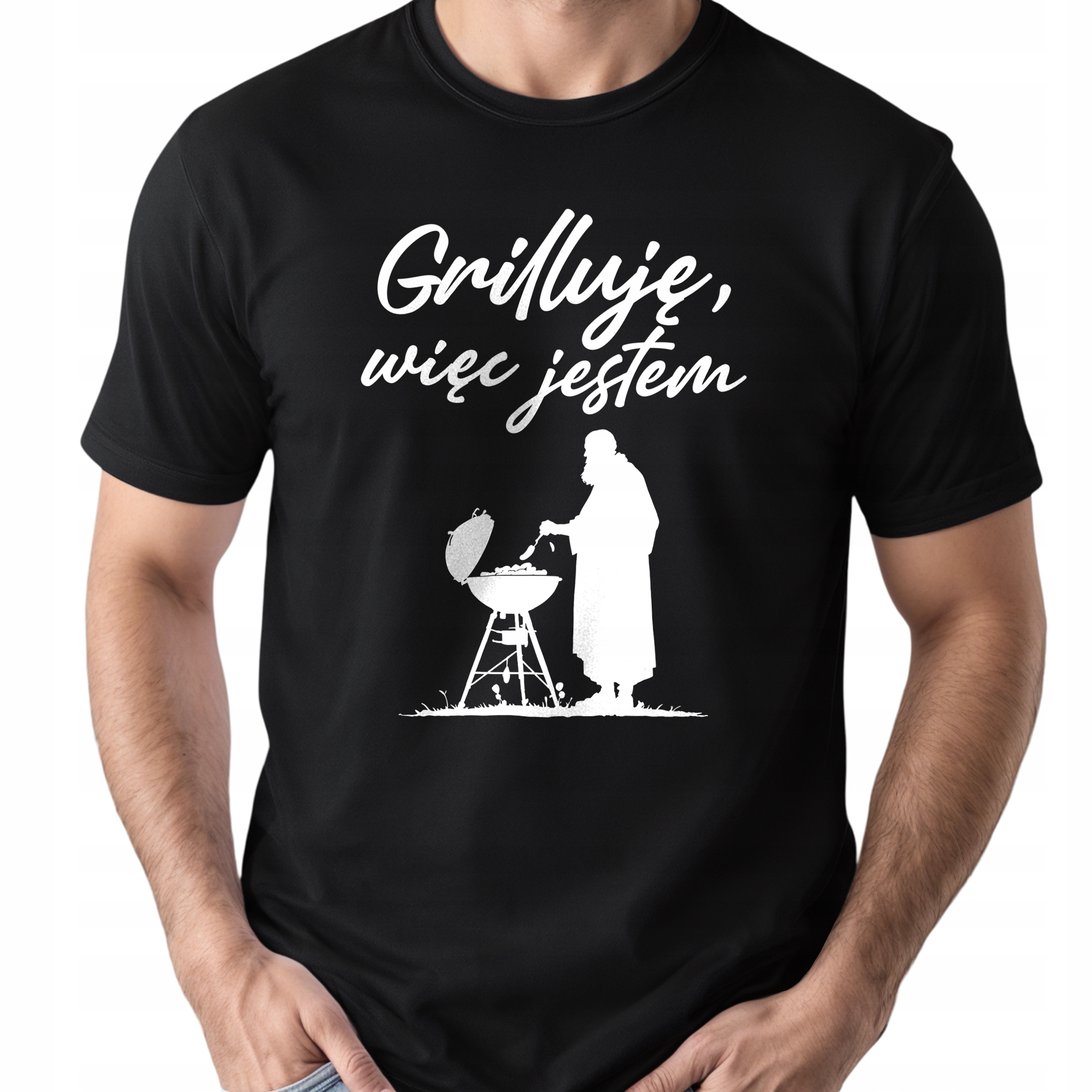 Koszulka czarna męska Grilluję Więc Jestem Zabawny Prezent r. 3XL