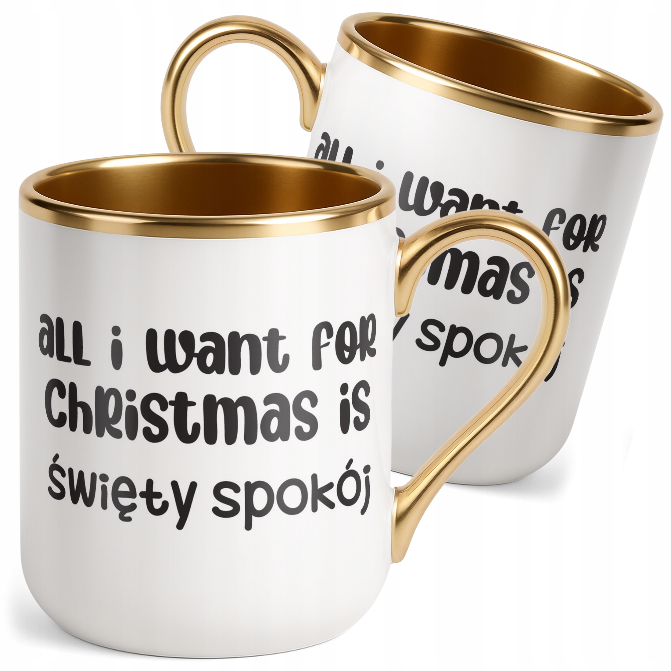 Kubek Premium Złoty Świąteczny All I Want For Christmas Is Zabawny