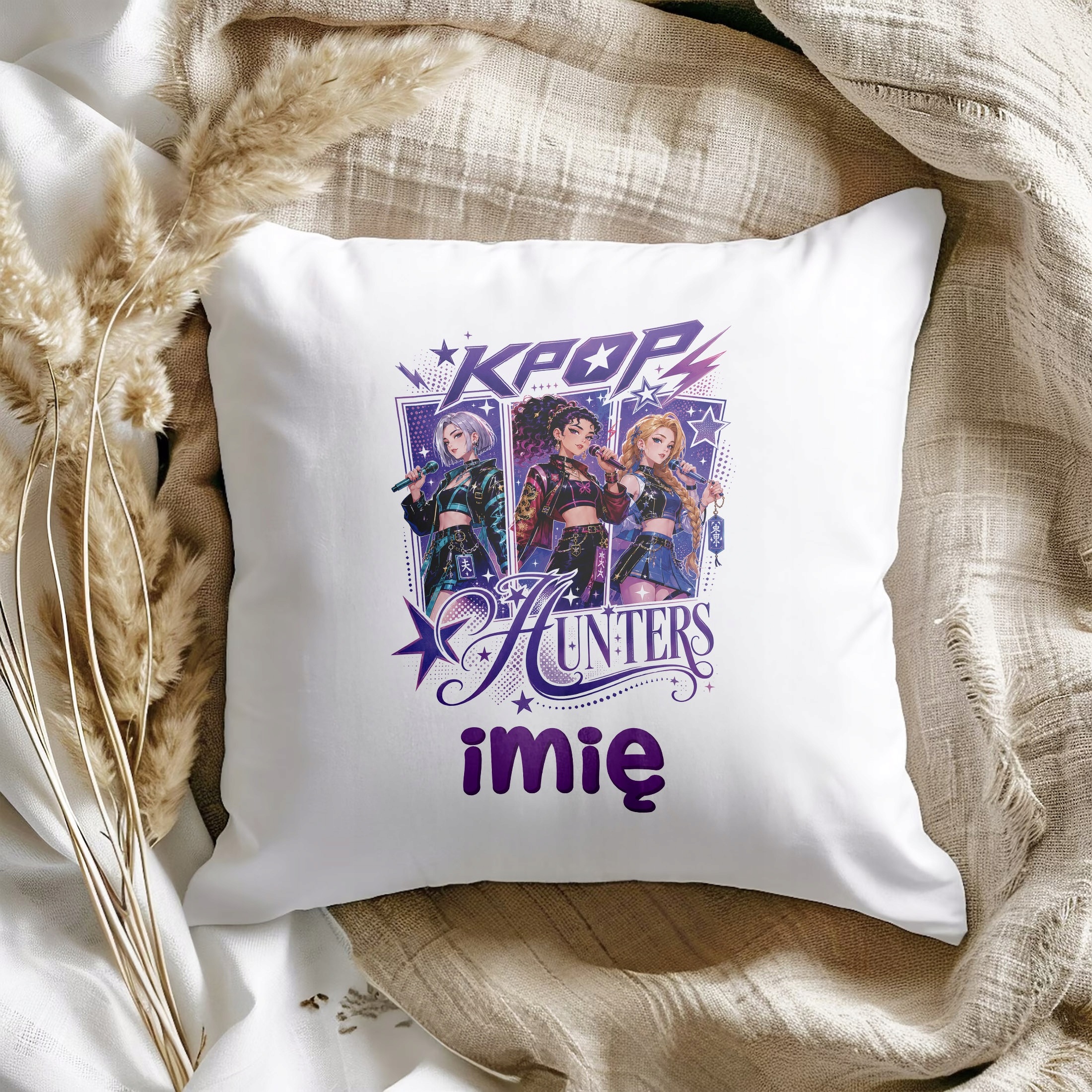 Zestaw Personalizowany Kubek Czarny Poduszka Łowczynie Kpop Prezent