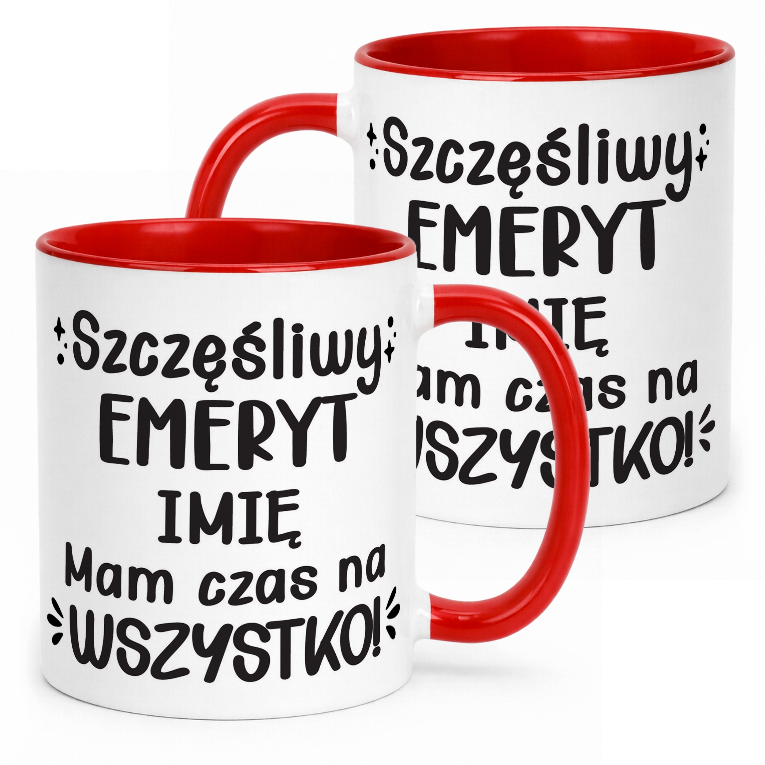 Kubek Czerwony Personalizowany z okazji Emerytury Dla Emeryta Prezent