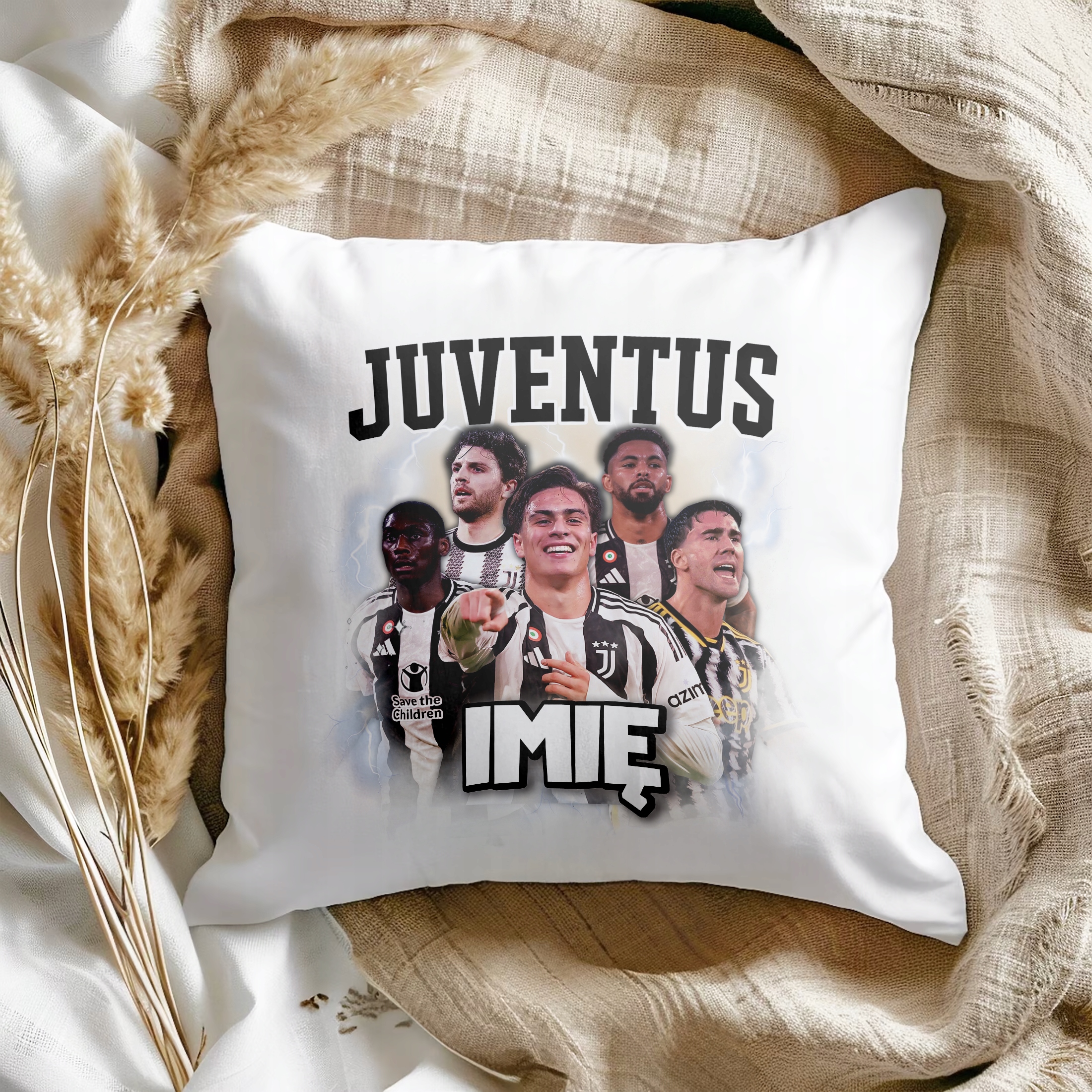 Poduszka personalizowana 38x38cm Juventus Yildiz Muani Locatelli Luis