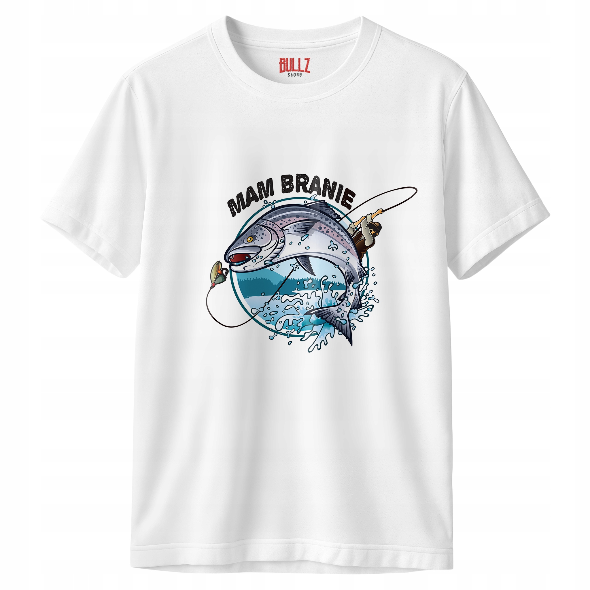 Koszulka biała męska Dla Wędkarza Wędkowanie Ryby Prezent