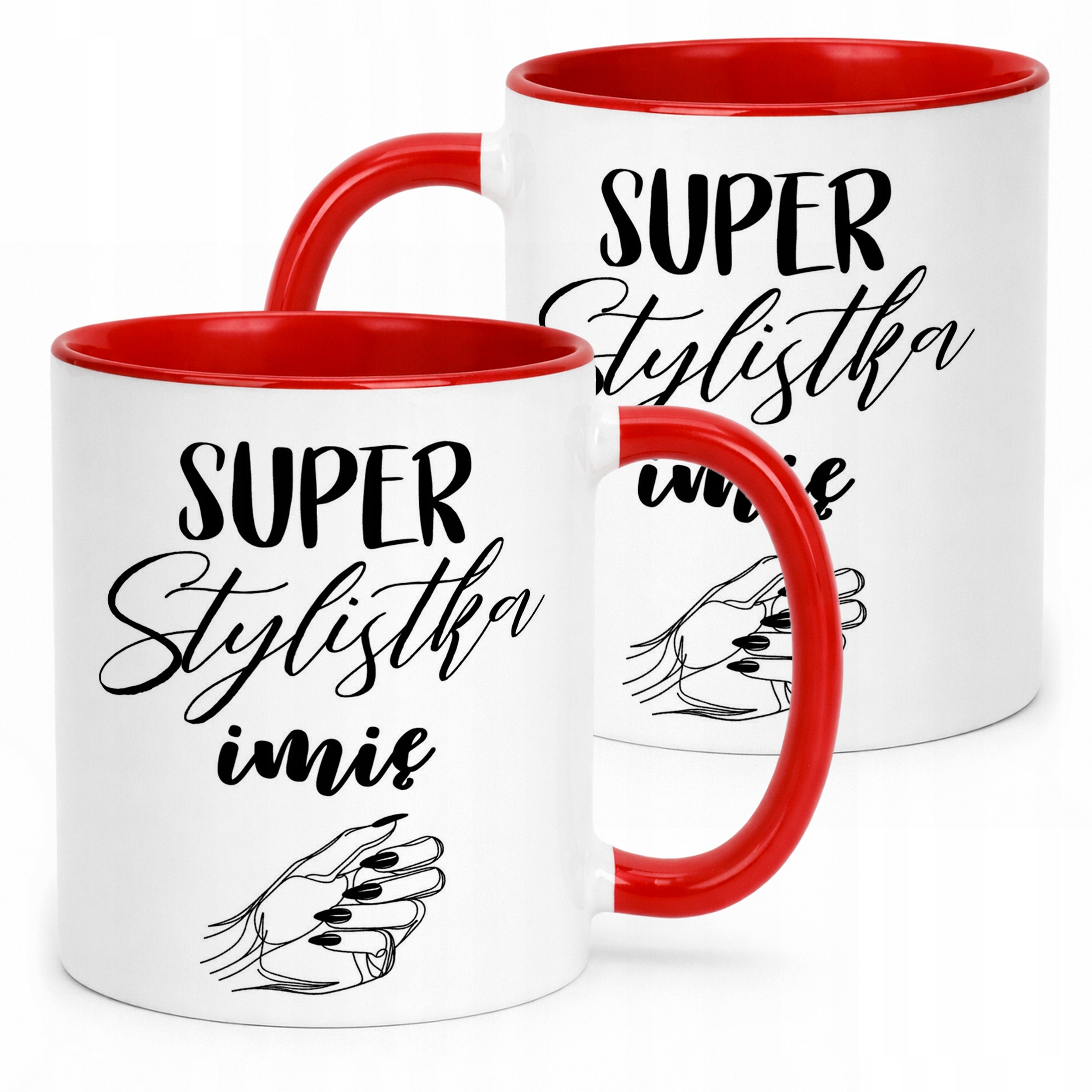 Kubek Czerwony Personalizowany Super Stylistka Paznokci Prezent