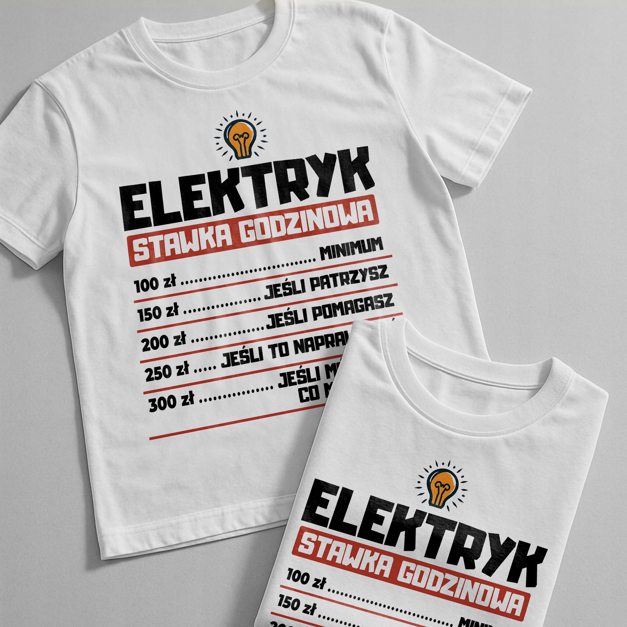 Koszulka biała męska Elektryk Stawka Godzinowa Prezent r. 3XL