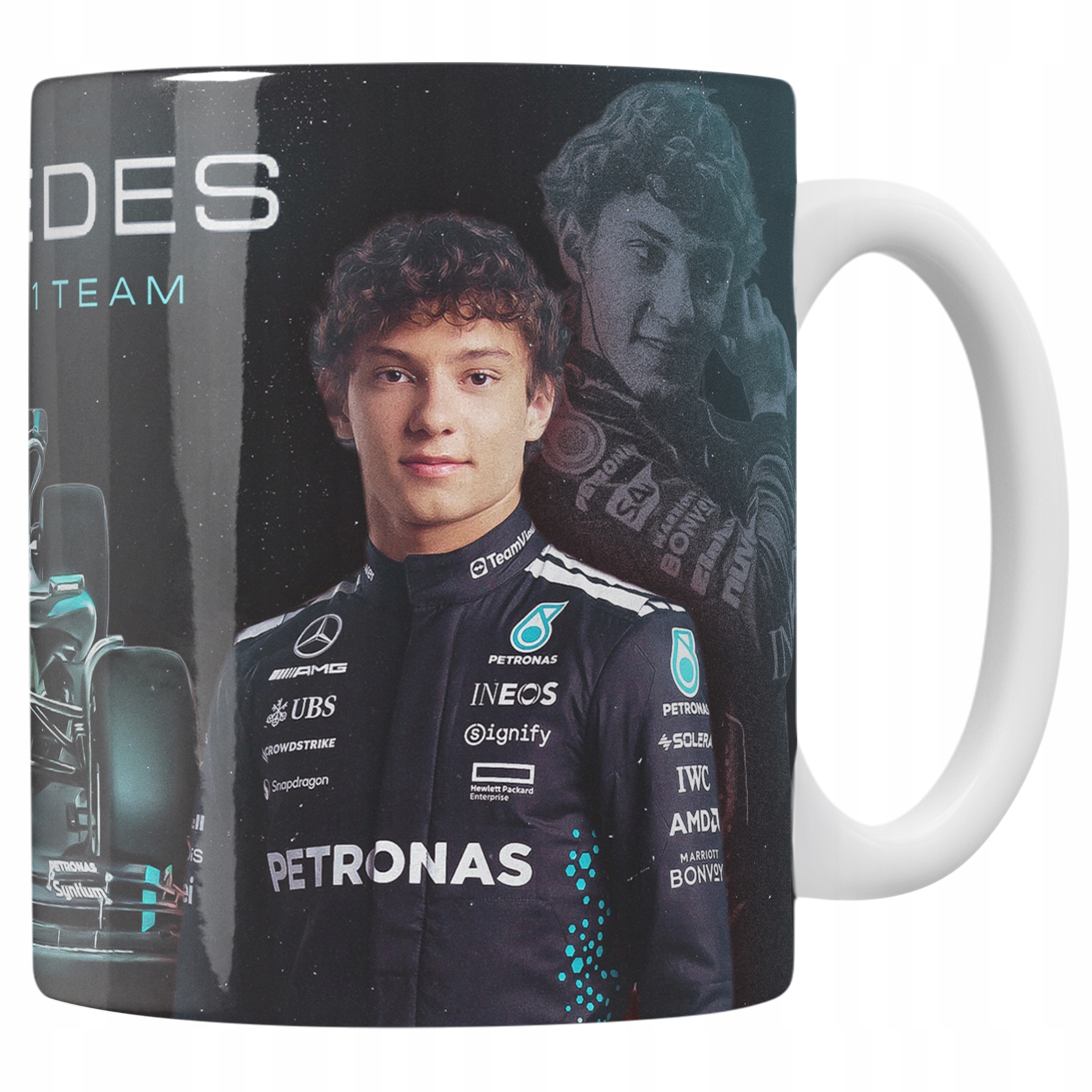 Kubek ceramiczny Mercedes Formuła 1 Russell Antonelli