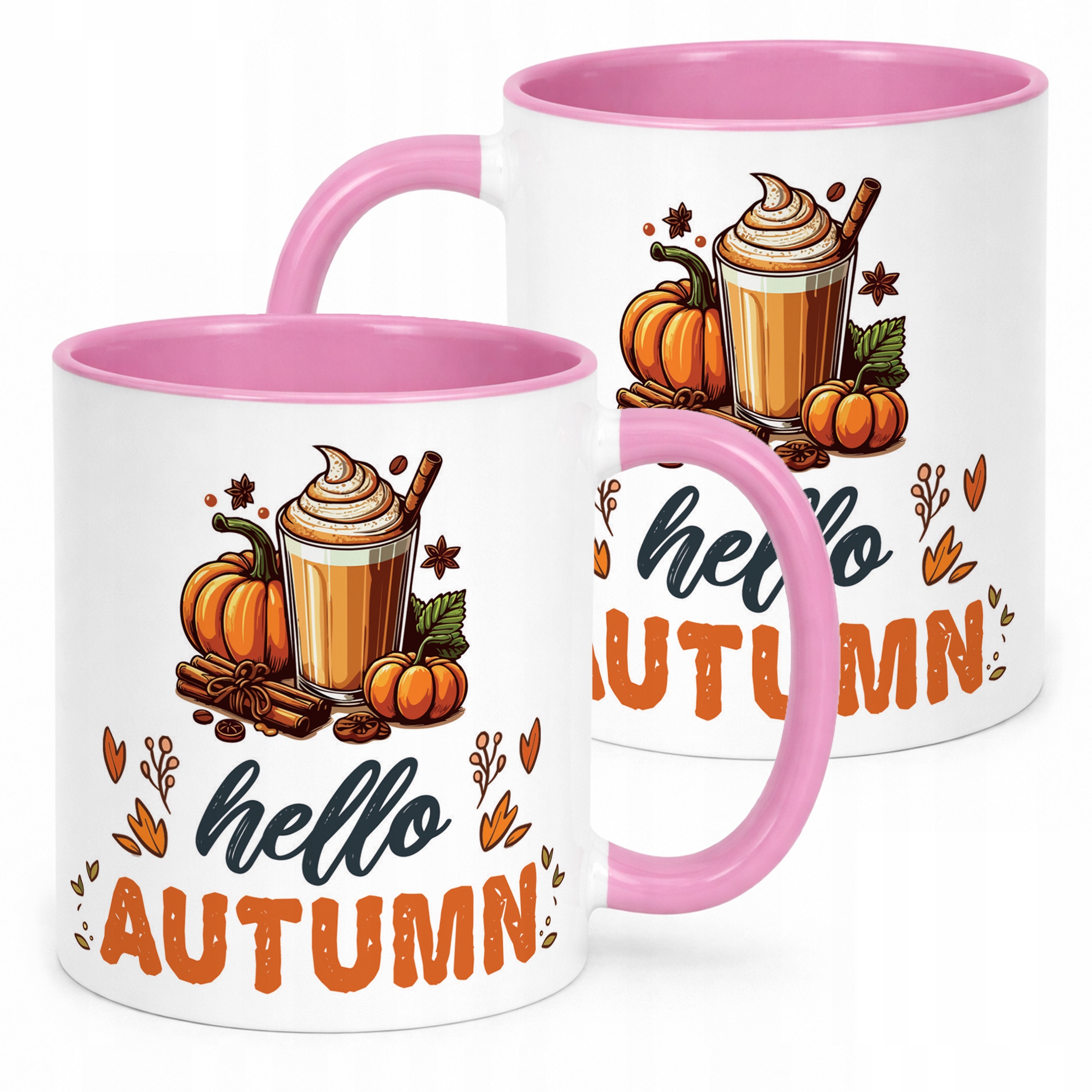 Kubek Różowy Jesienny Jesień Hello Pumpkin Dynia Prezent