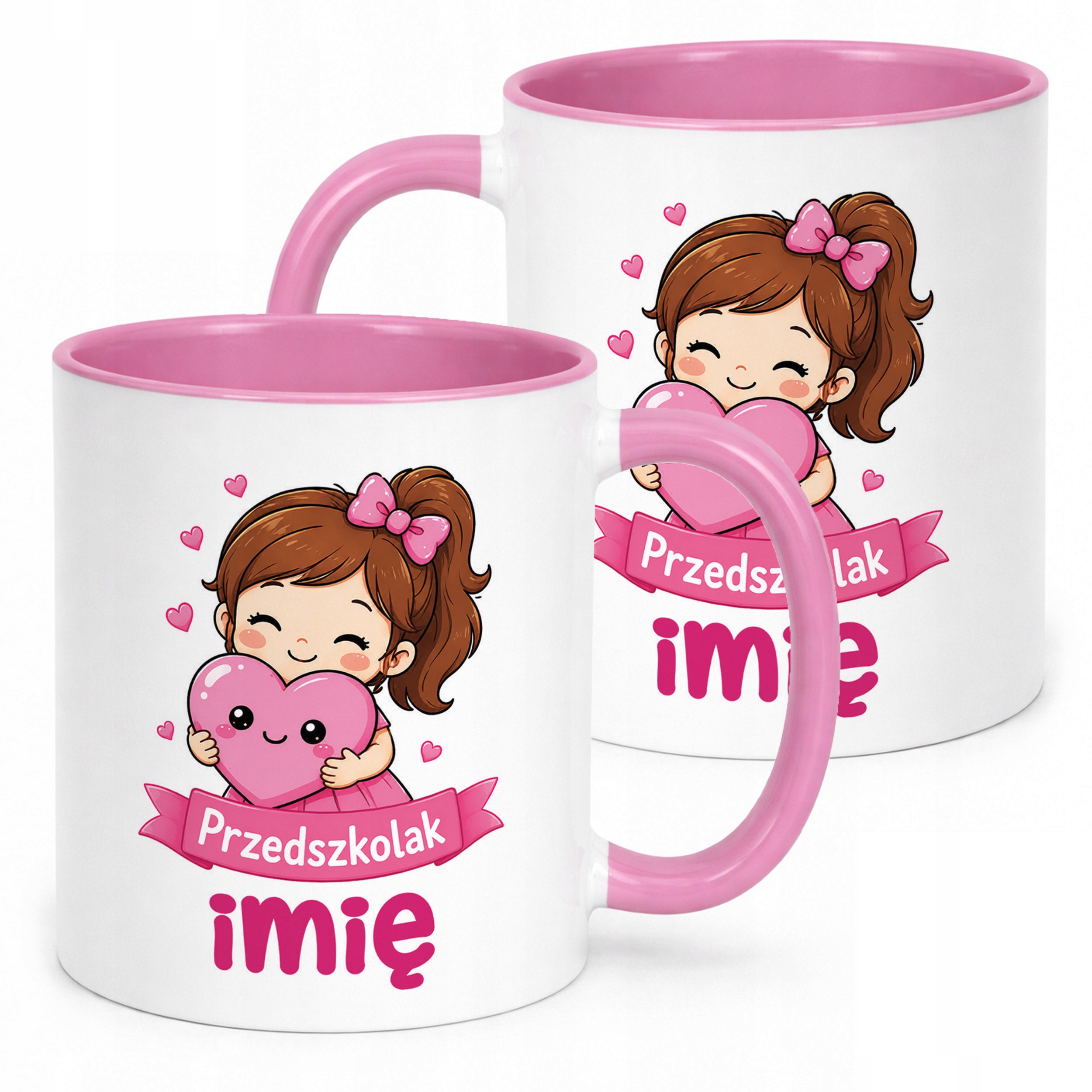 Kubek Różowy z nadrukiem personalizowany Przedszkolak Szkoła Dla Dzieci