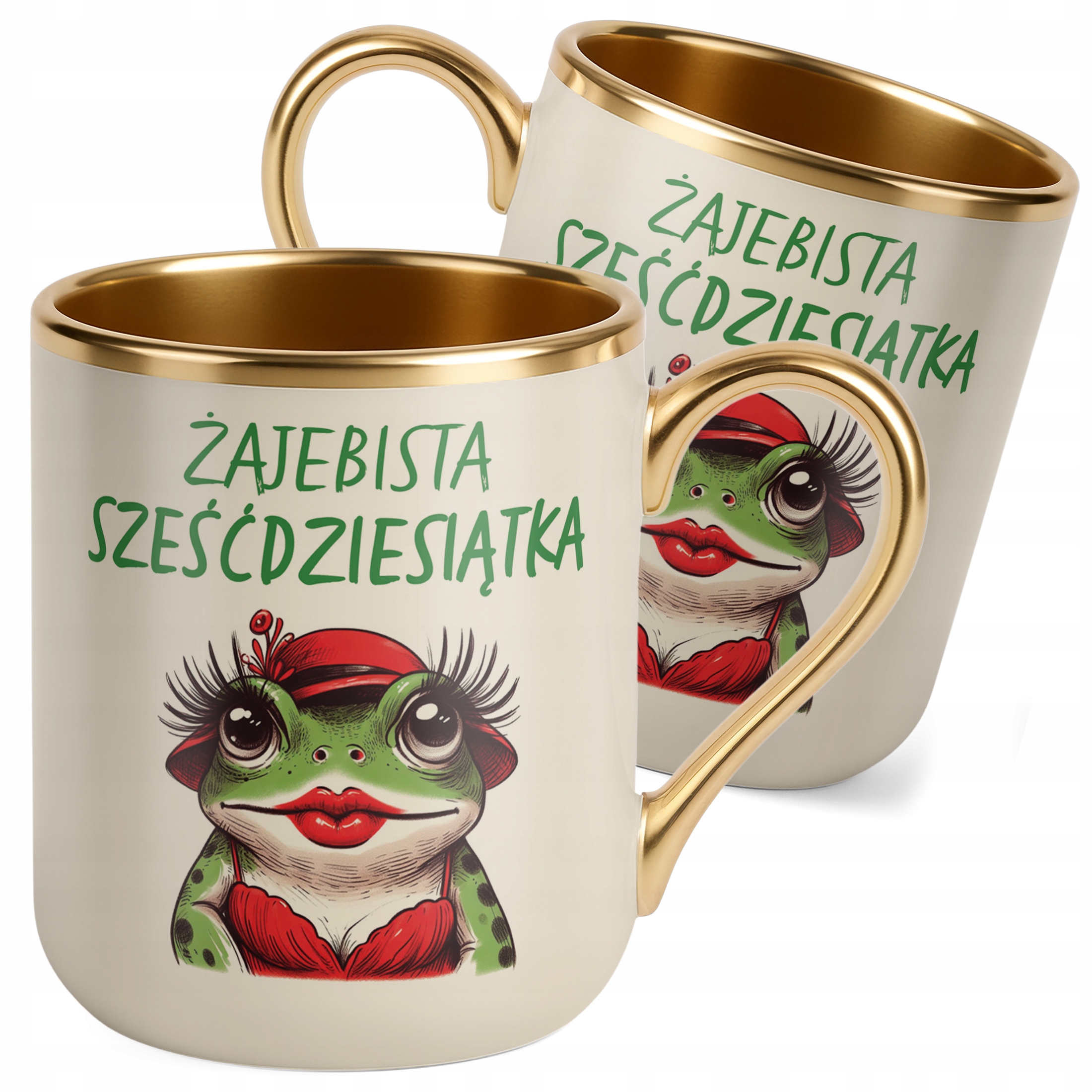 Kubek Premium Złoty Ecru Żajebista 60 Dla Kobiety Na Urodziny Prezent
