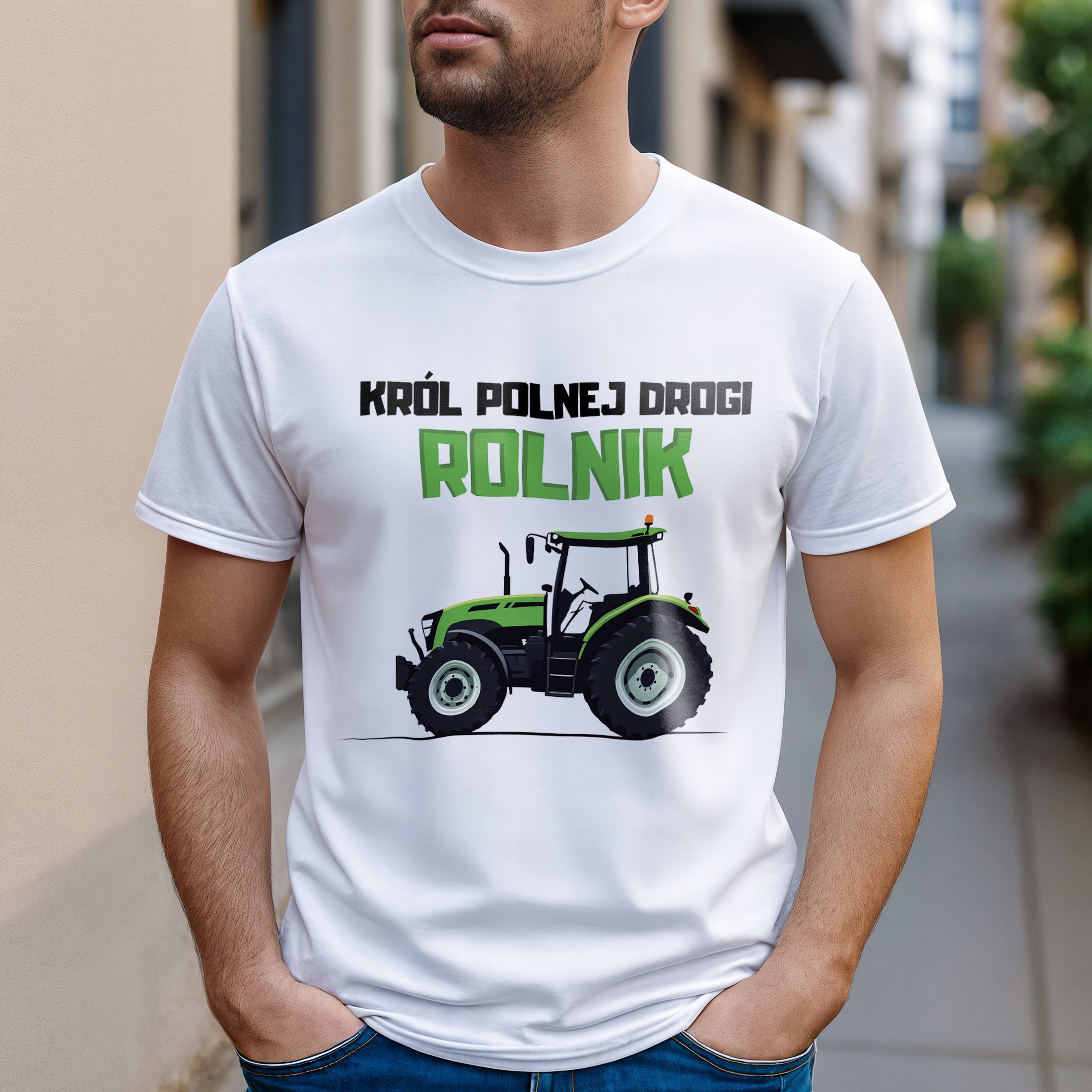 Koszulka biała męska Dla Rolnika Zabawny Prezent Upominek