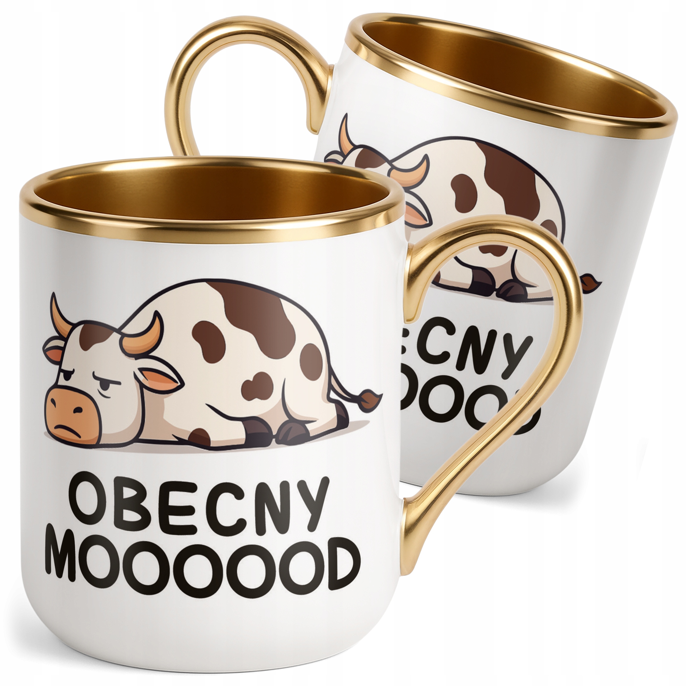 Kubek Premium Złoty Obecny Mooood Śmieszny Zabawny Prezent