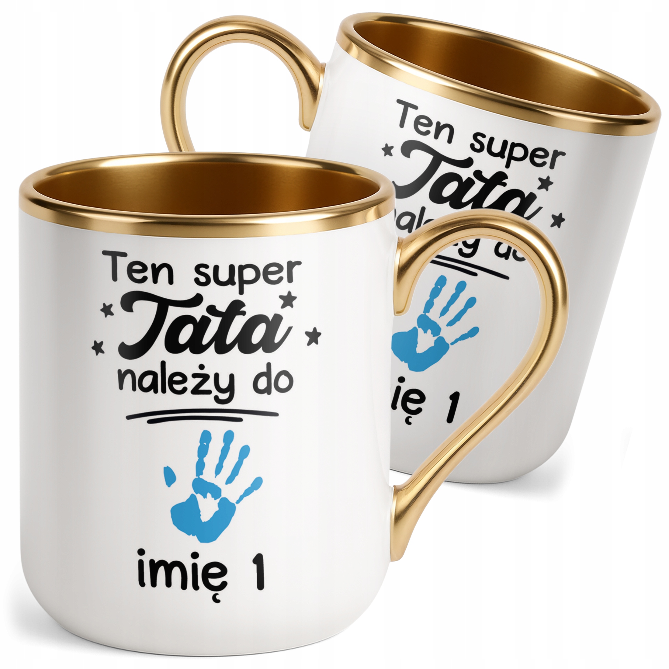 Kubek Premium Złoty Personalizowany Dzień Ojca Tata Należy Do Imię Prezent