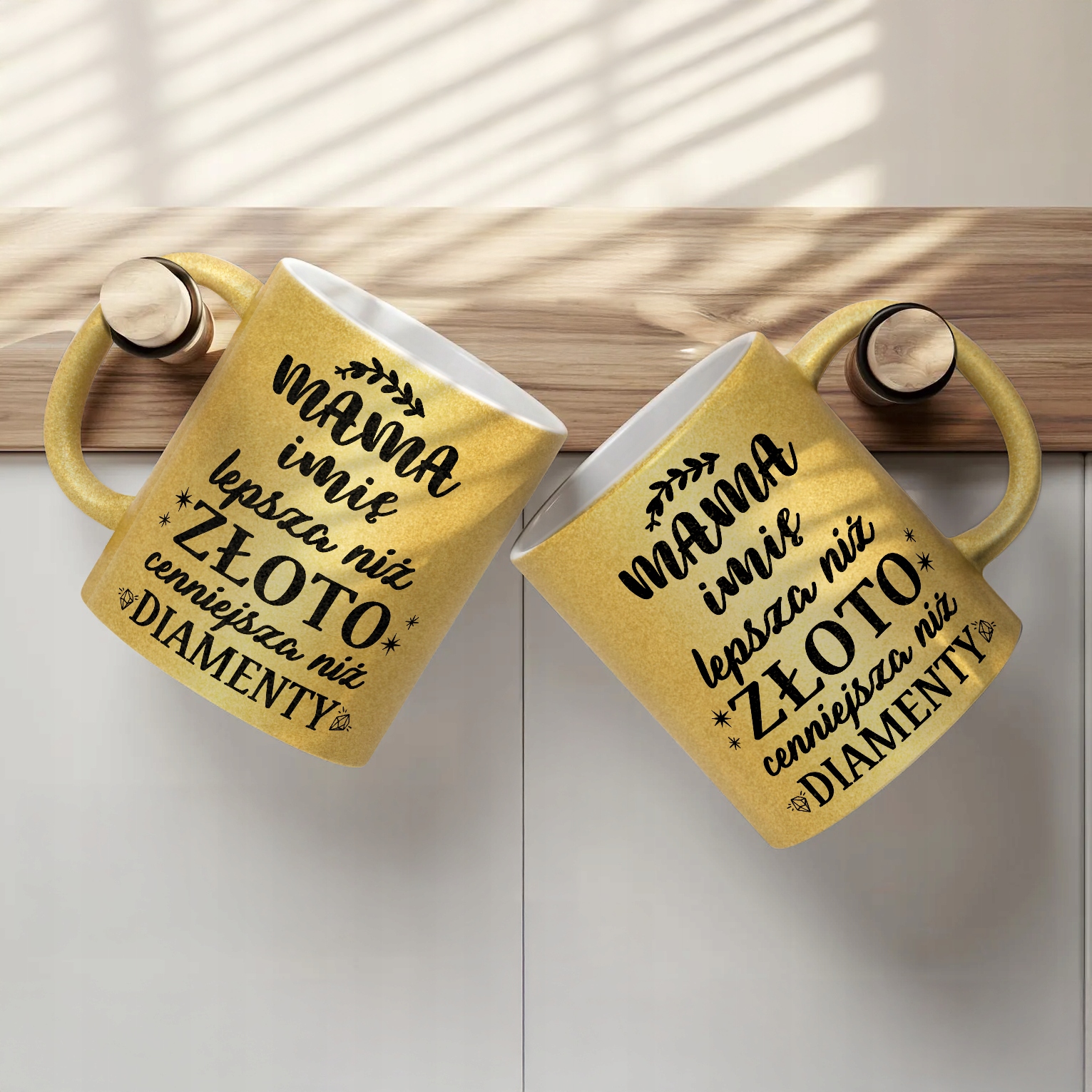 Złoty kubek brokatowy Personalizowany Dzień Matki Dla Mamy Prezent