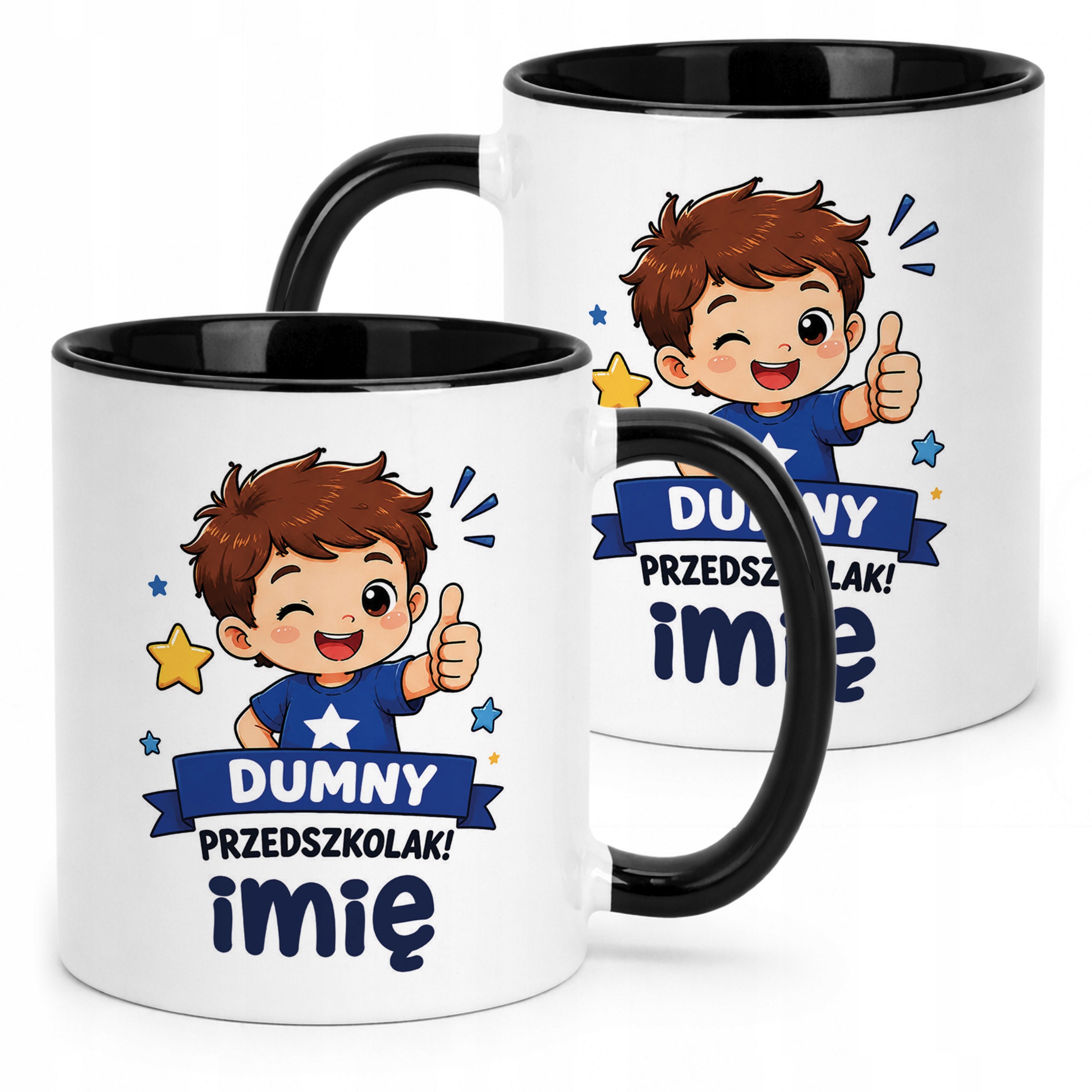 Kubek Czarny z nadrukiem personalizowany Przedszkolak Szkoła Dla Dzieci