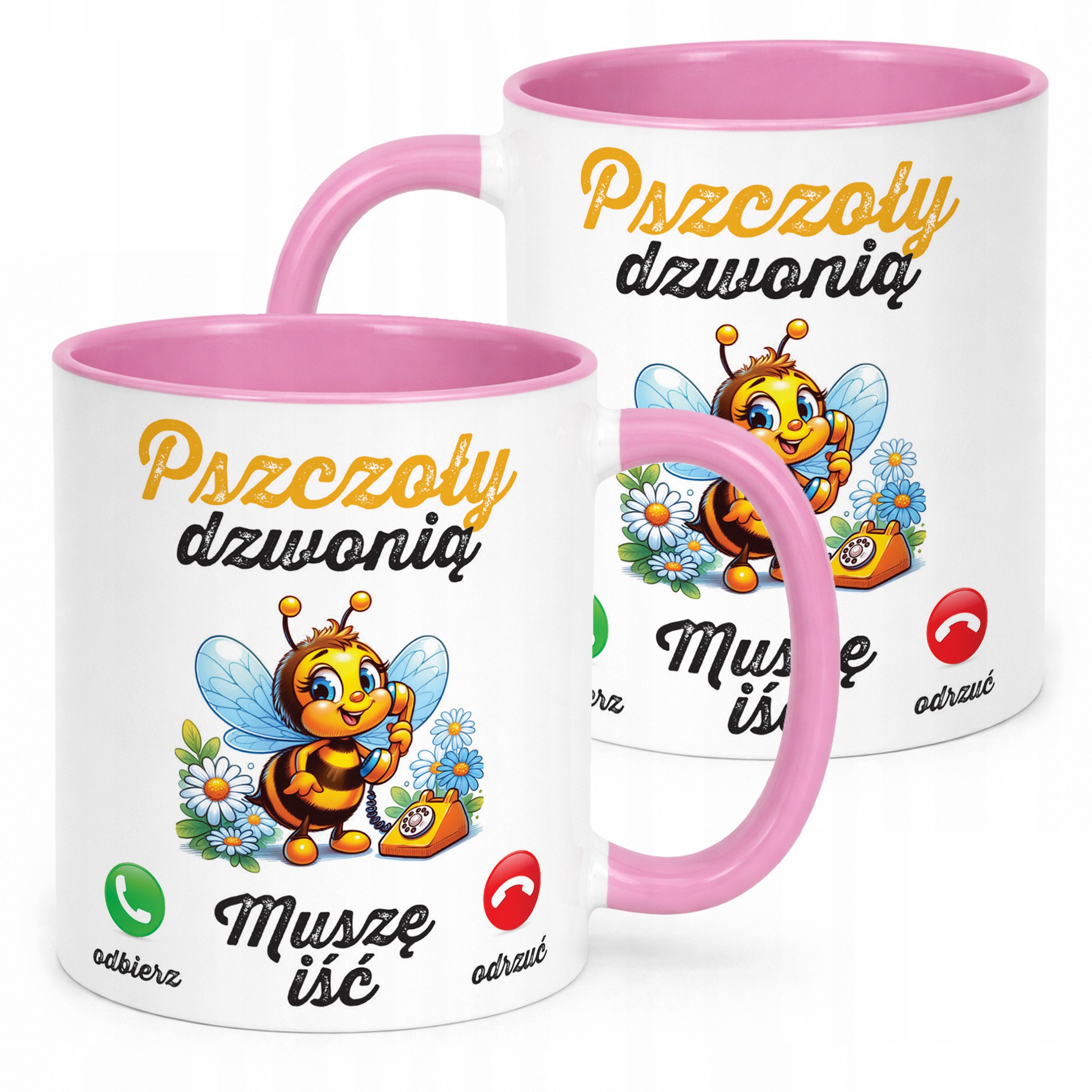 Kubek Różowy Dla Pszczelarza Pszczoły Pasieka Prezent Upominek
