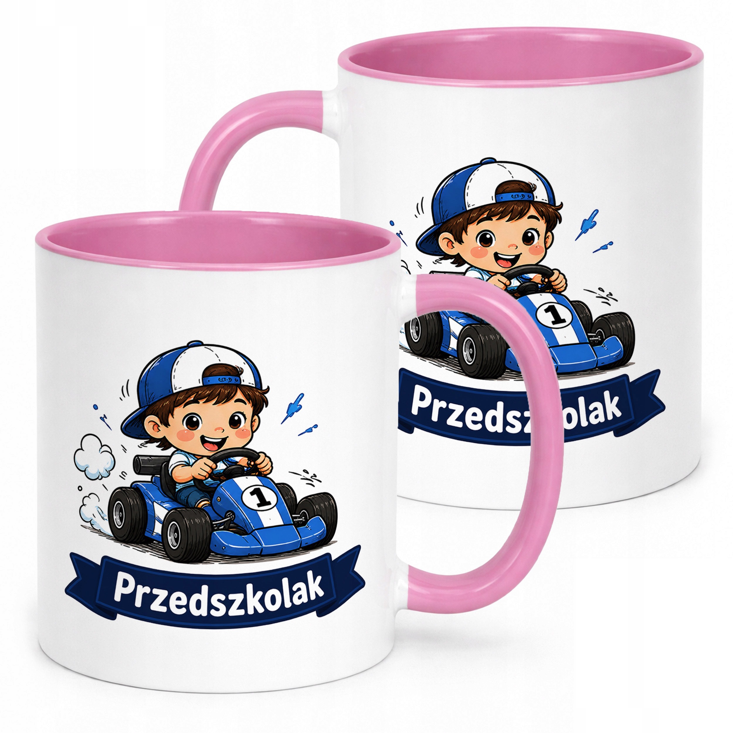 Kubek Różowy z nadrukiem Przedszkolak Szkoła Dla Dzieci Prezent