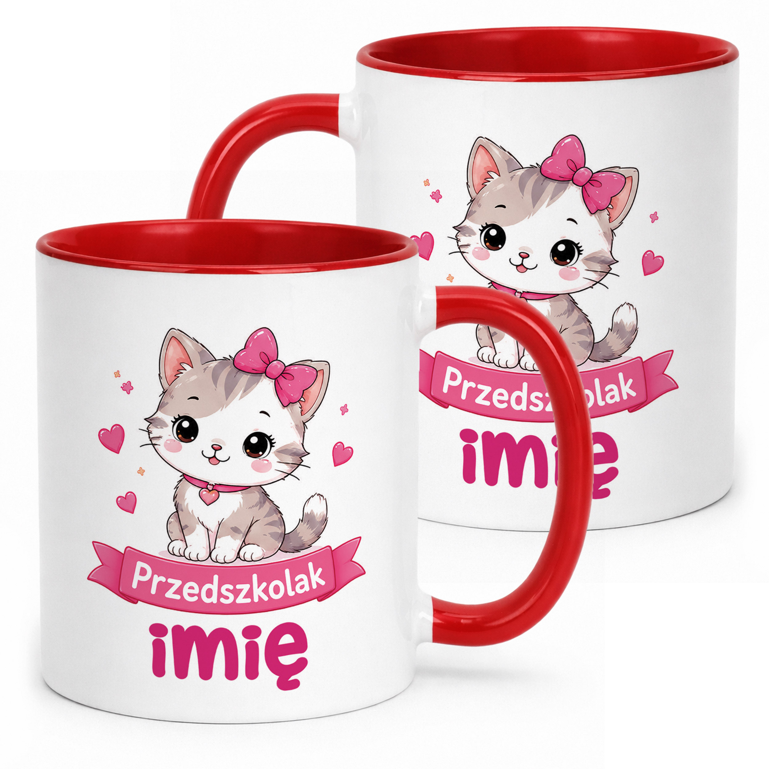 Kubek Czerwony z nadrukiem personalizowany Przedszkolak Szkoła Dla Dzieci