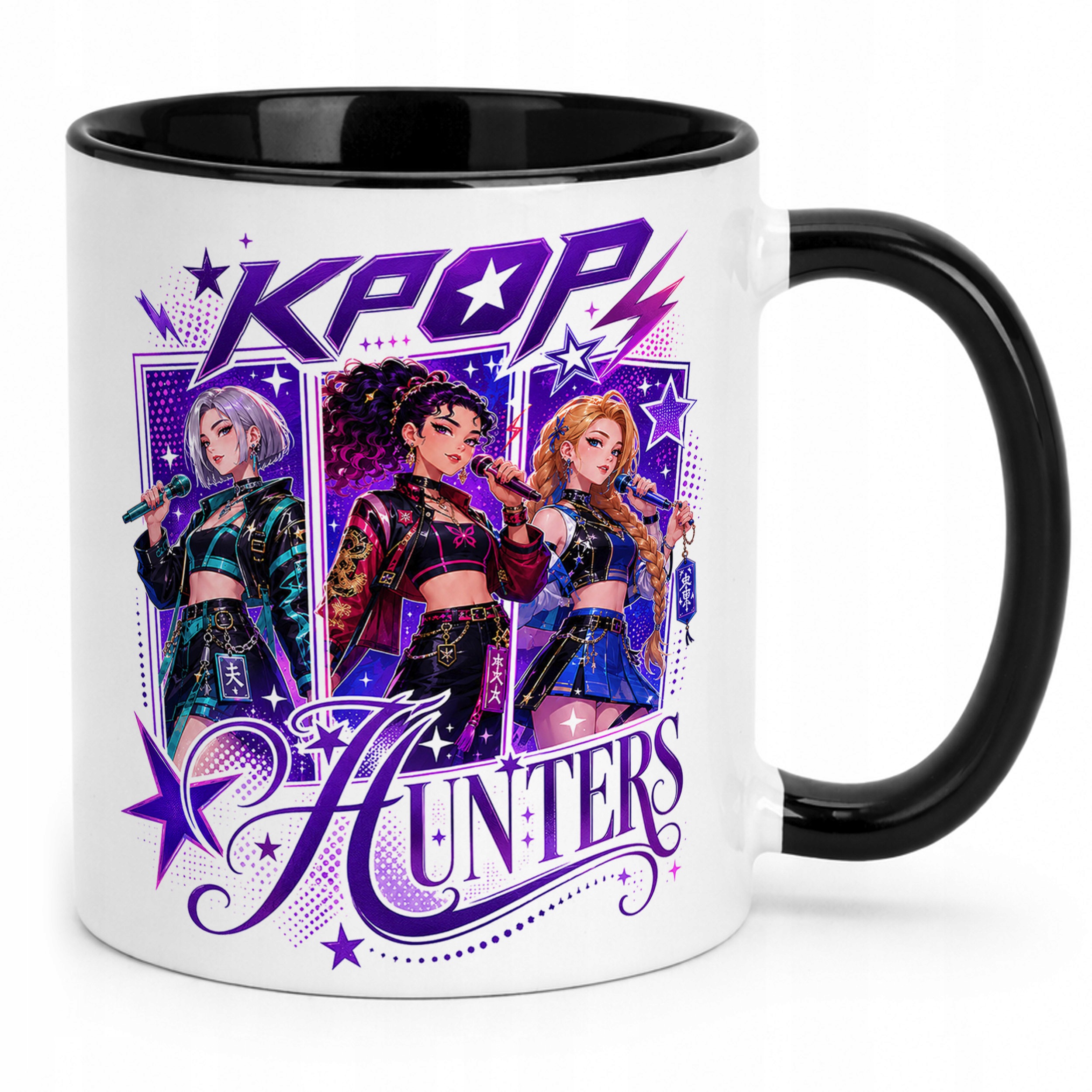 Zestaw Plecak Worek Kubek Czarny Z Nadrukiem ŁOWCZYNIE KPOP Dla Dzieci