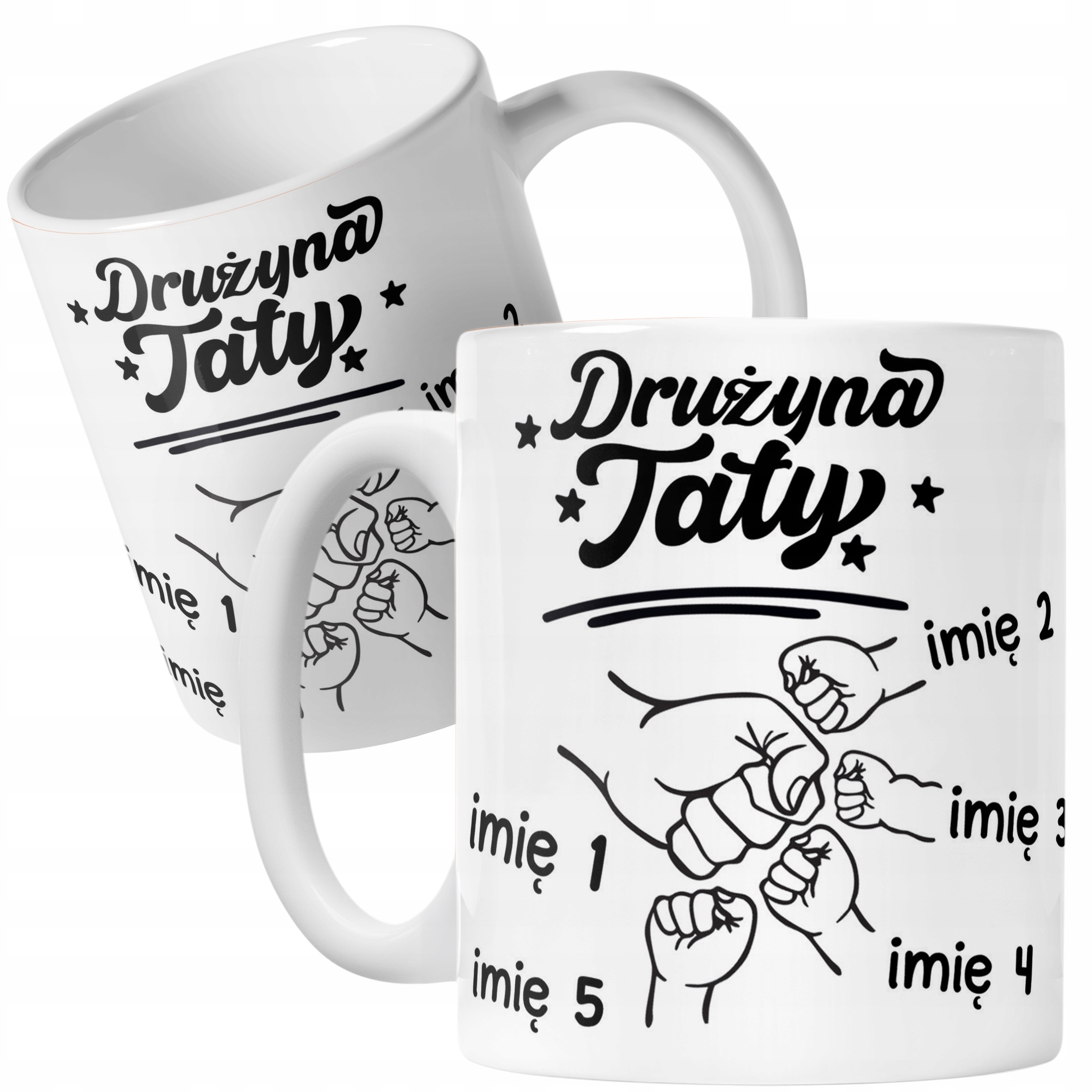 Kubek ceramiczny Personalizowany Dzień Ojca Najlepsza Drużyna 4 Dzieci