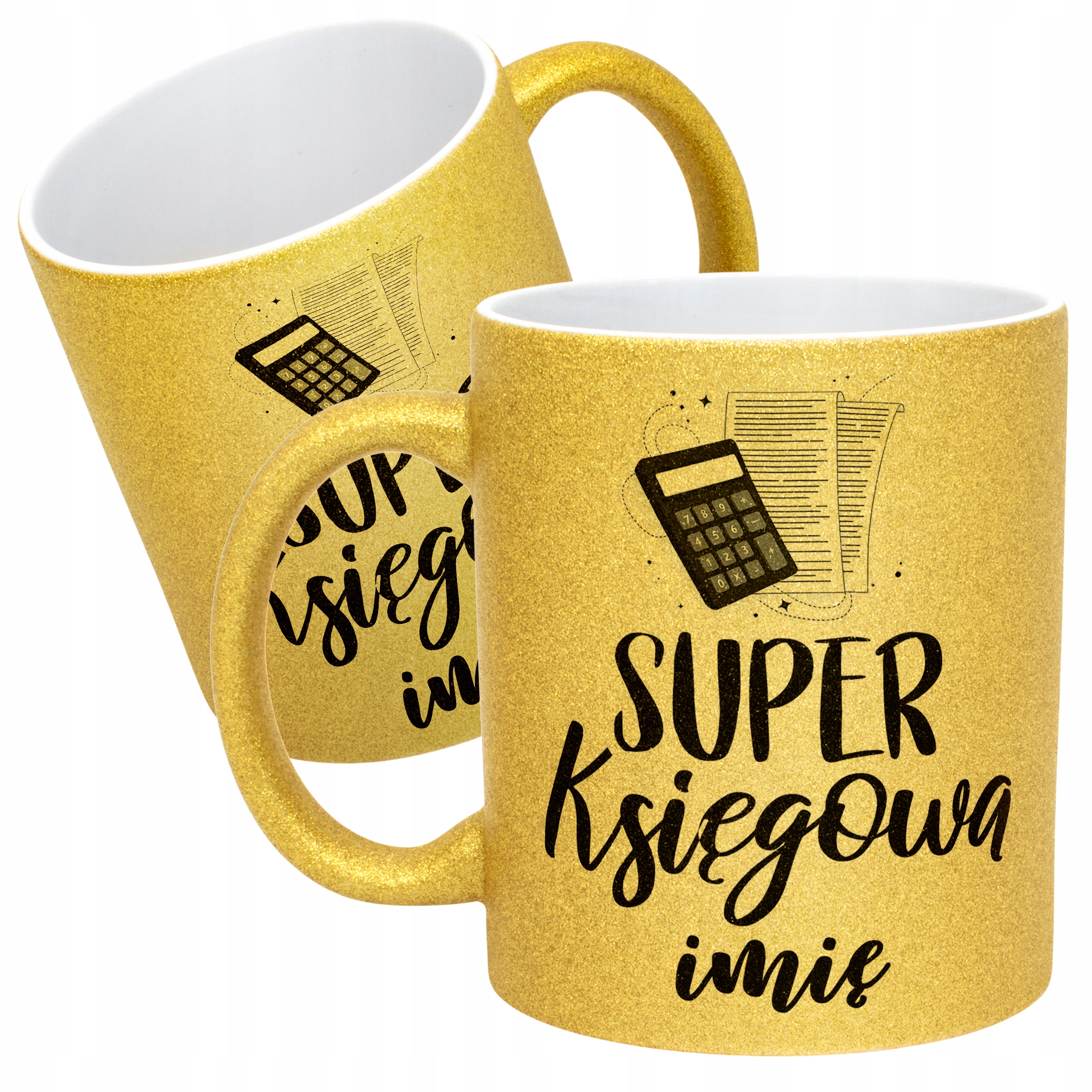 Złoty kubek brokatowy Personalizowany Super Księgowa Dla Księgowej Prezent