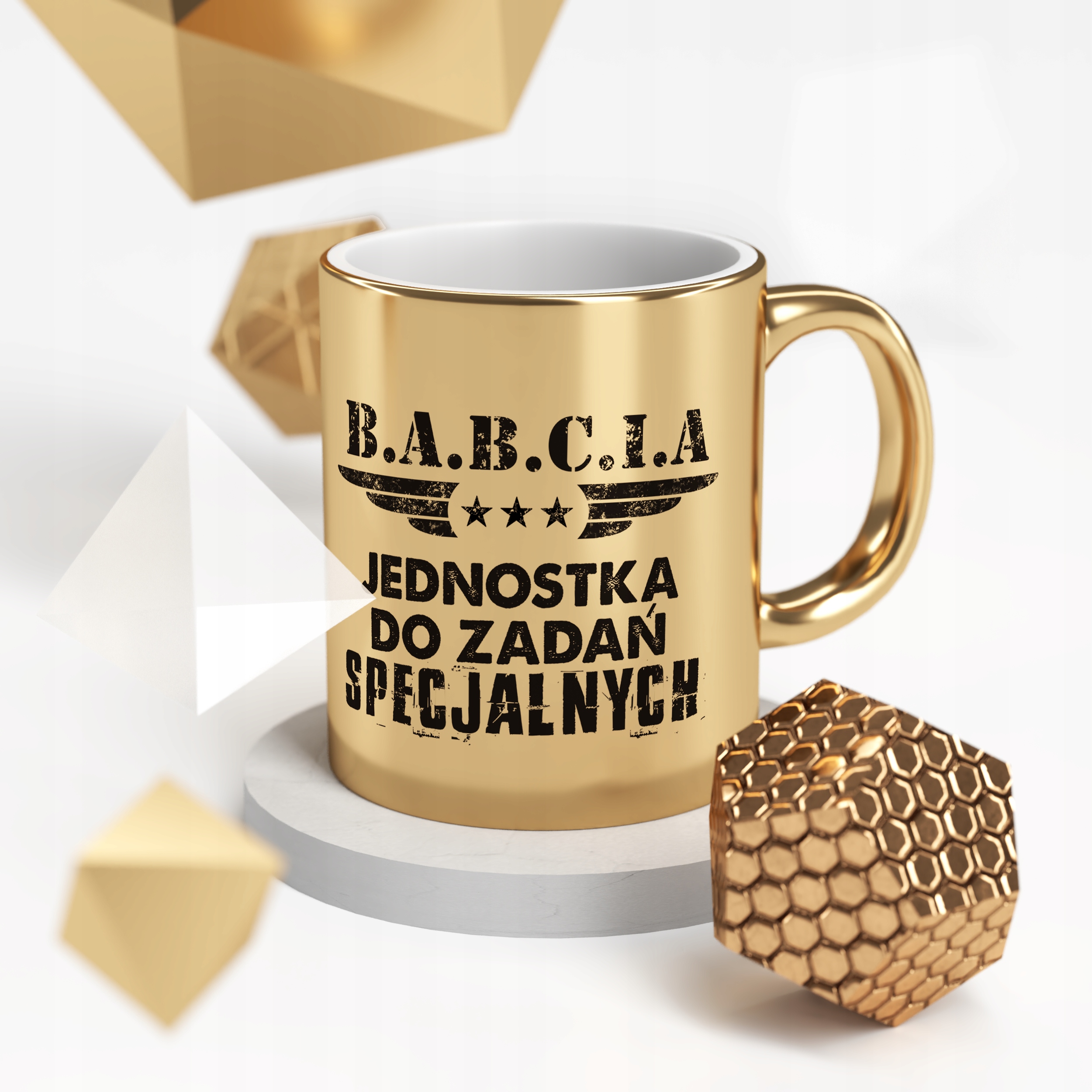 Kubek ceramiczny Złoty 330 ml Dzień Babci Prezent Jednostka Specjalna