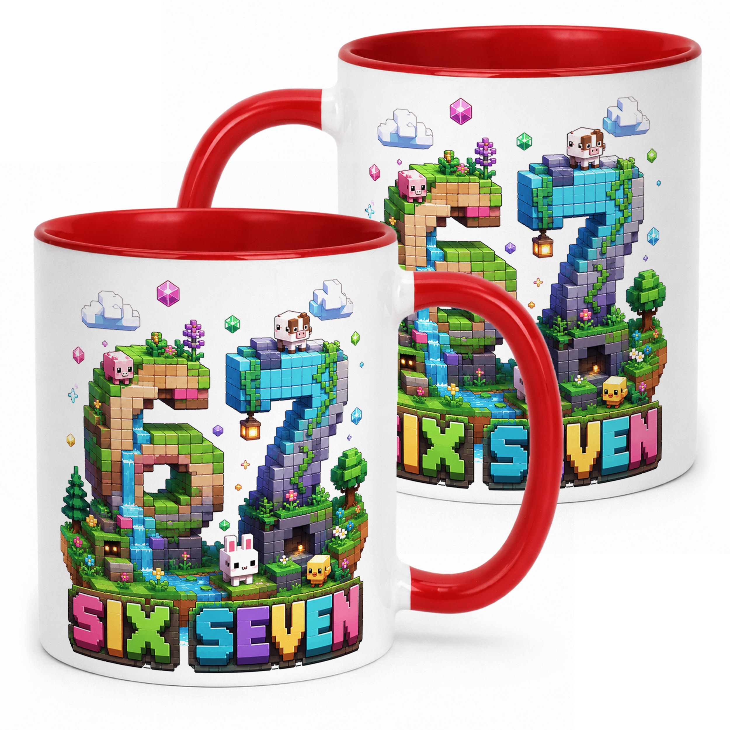 Kubek Czerwony z nadrukiem 67 SIX SEVEN Dla Dzieci Prezent Upominek