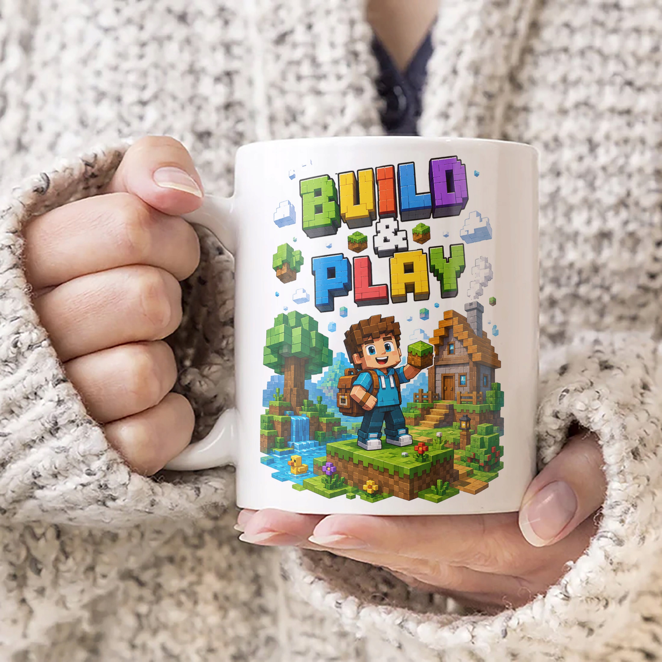 Zestaw Plecak Worek Kubek Z Nadrukiem Gra Pixel Dla Dzieci Prezent
