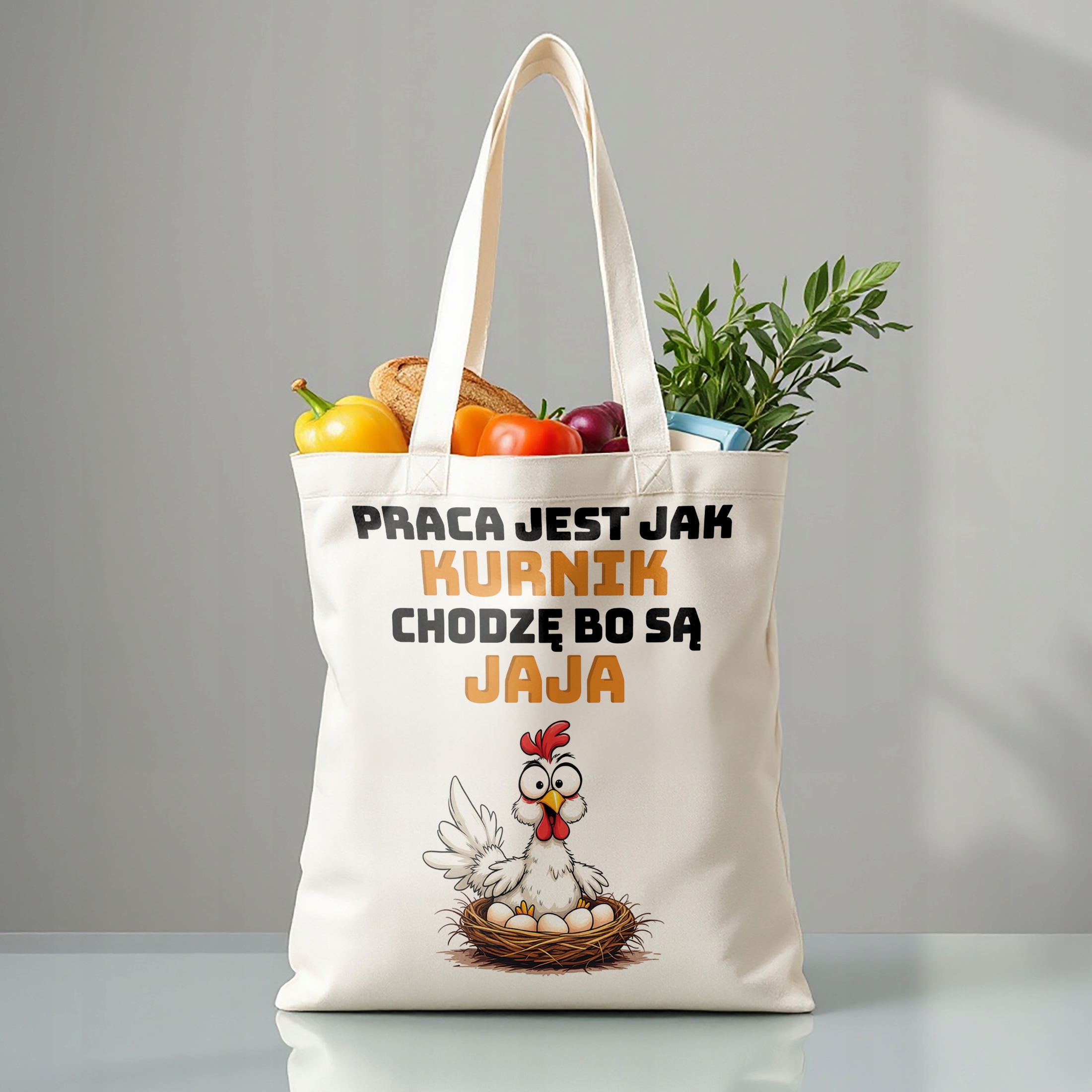Torba bawełniana premium Praca Jest Jak Kurnik Zabawny Prezent
