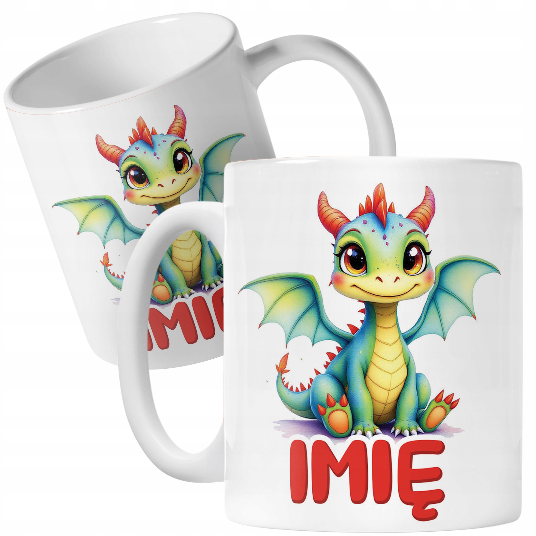 Kubek ceramiczny personalizowany Smok Zwierzak Słodki Dla Dzieci