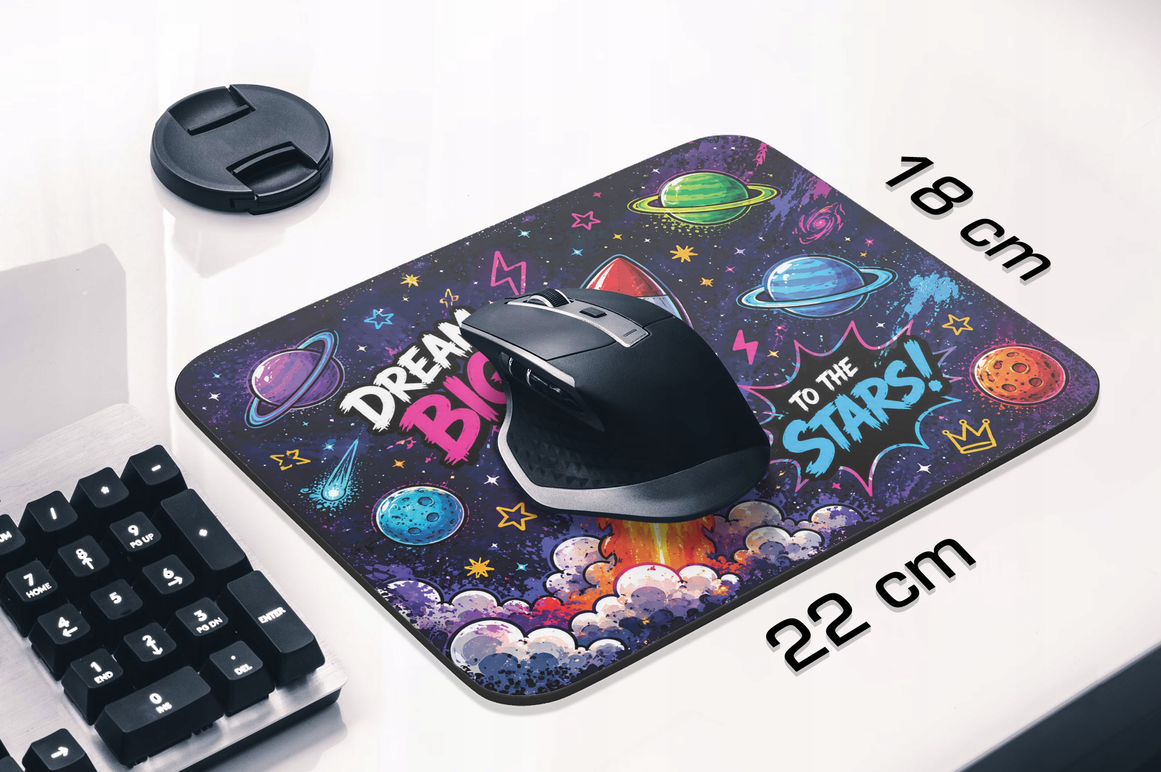 Podkładka pod mysz z nadrukiem Rakieta Kosmos dla graczy