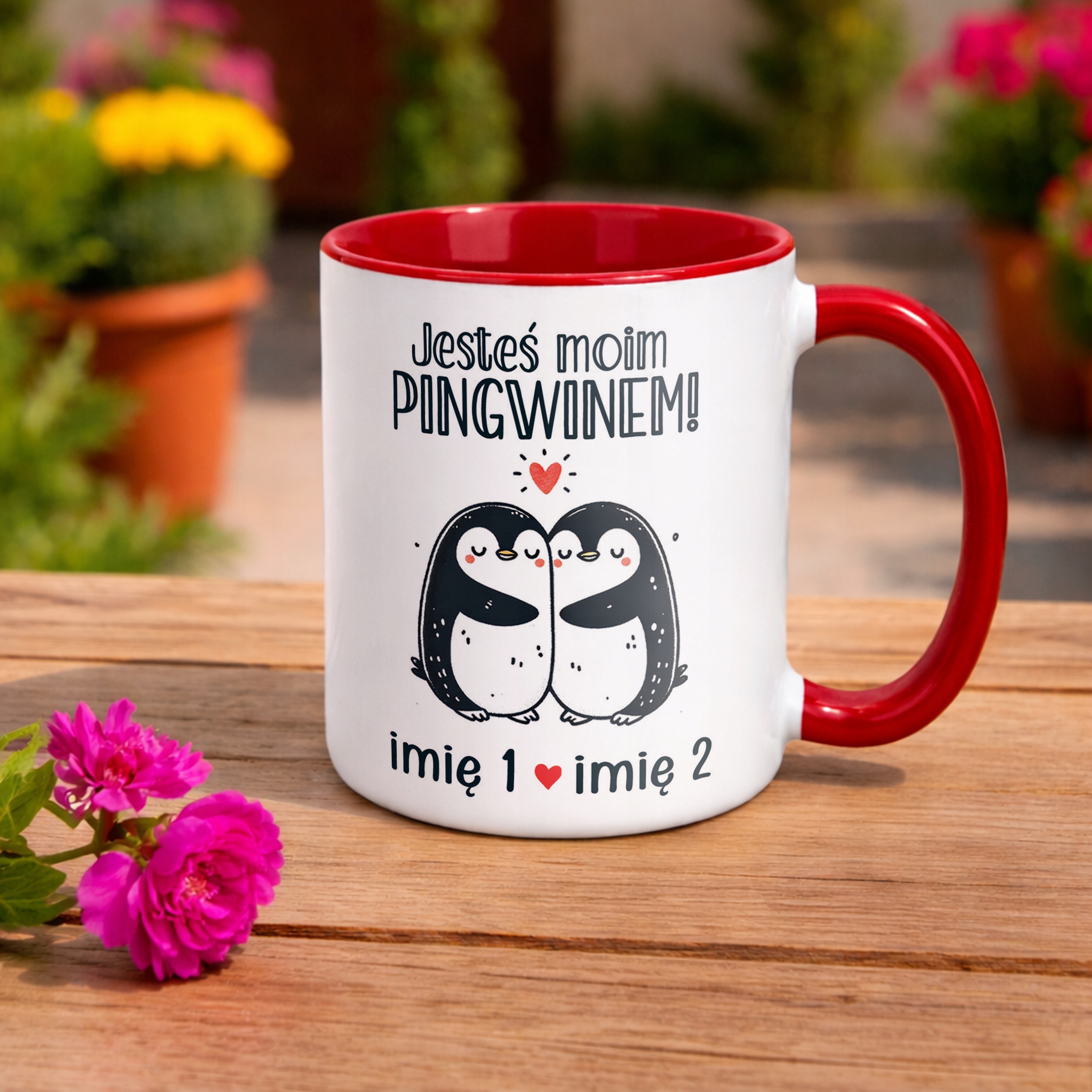 Kubek Czerwony Personalizowany Serce Walentynki Prezent Upominek