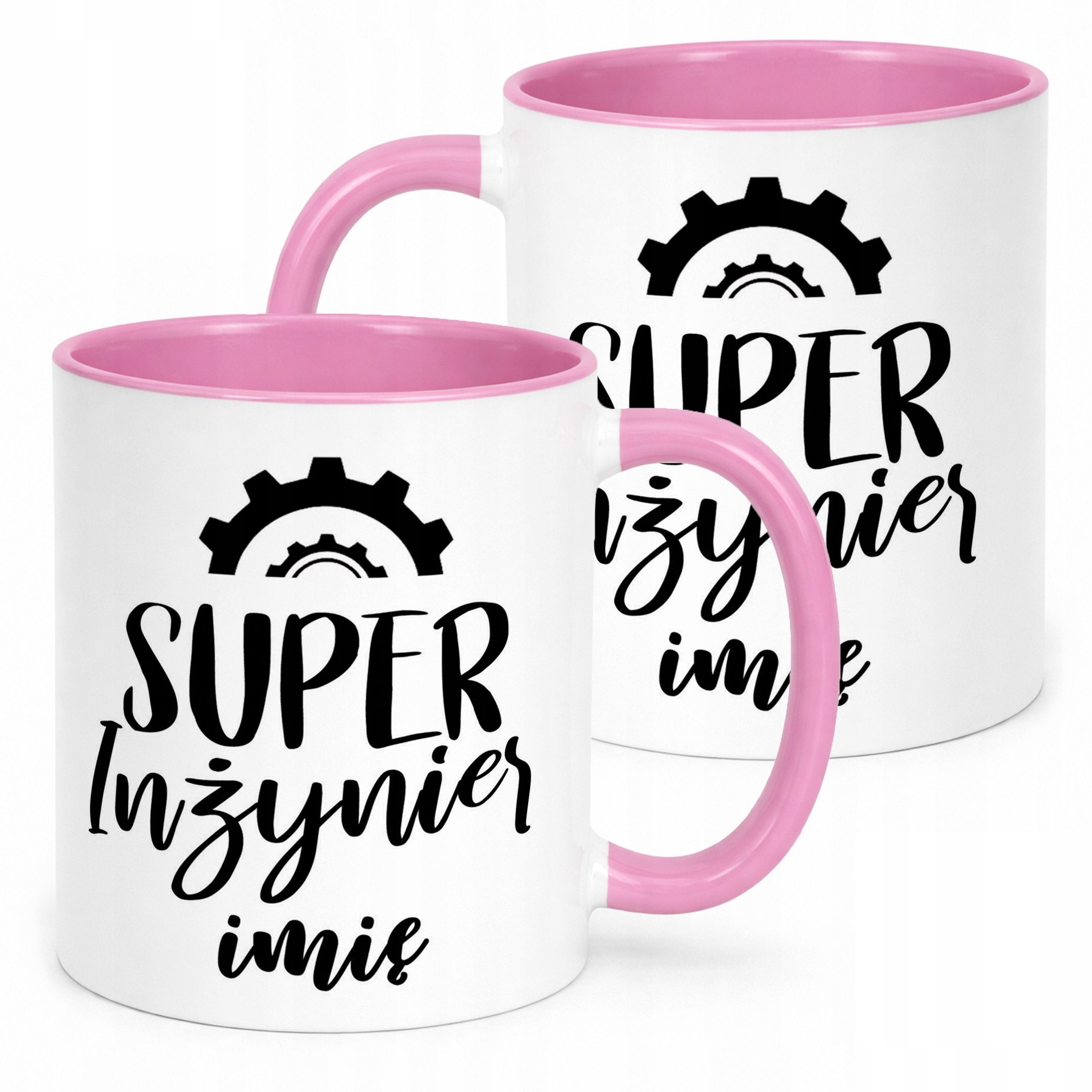 Kubek Różowy Personalizowany Super Inżynier Prezent Upominek