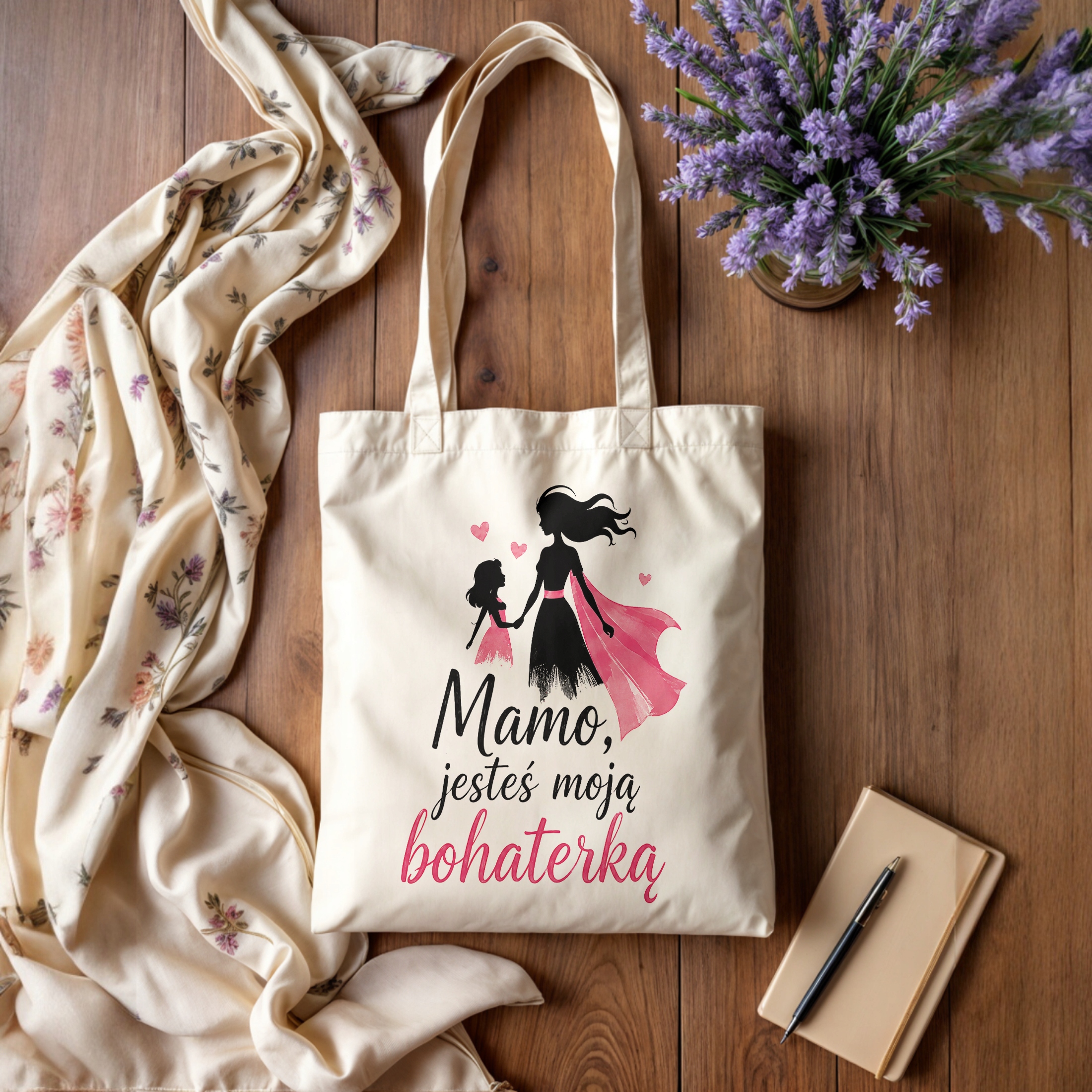 Dzień Matki prezent dla mamy torba bawełniana zakupowa torba dla mamy