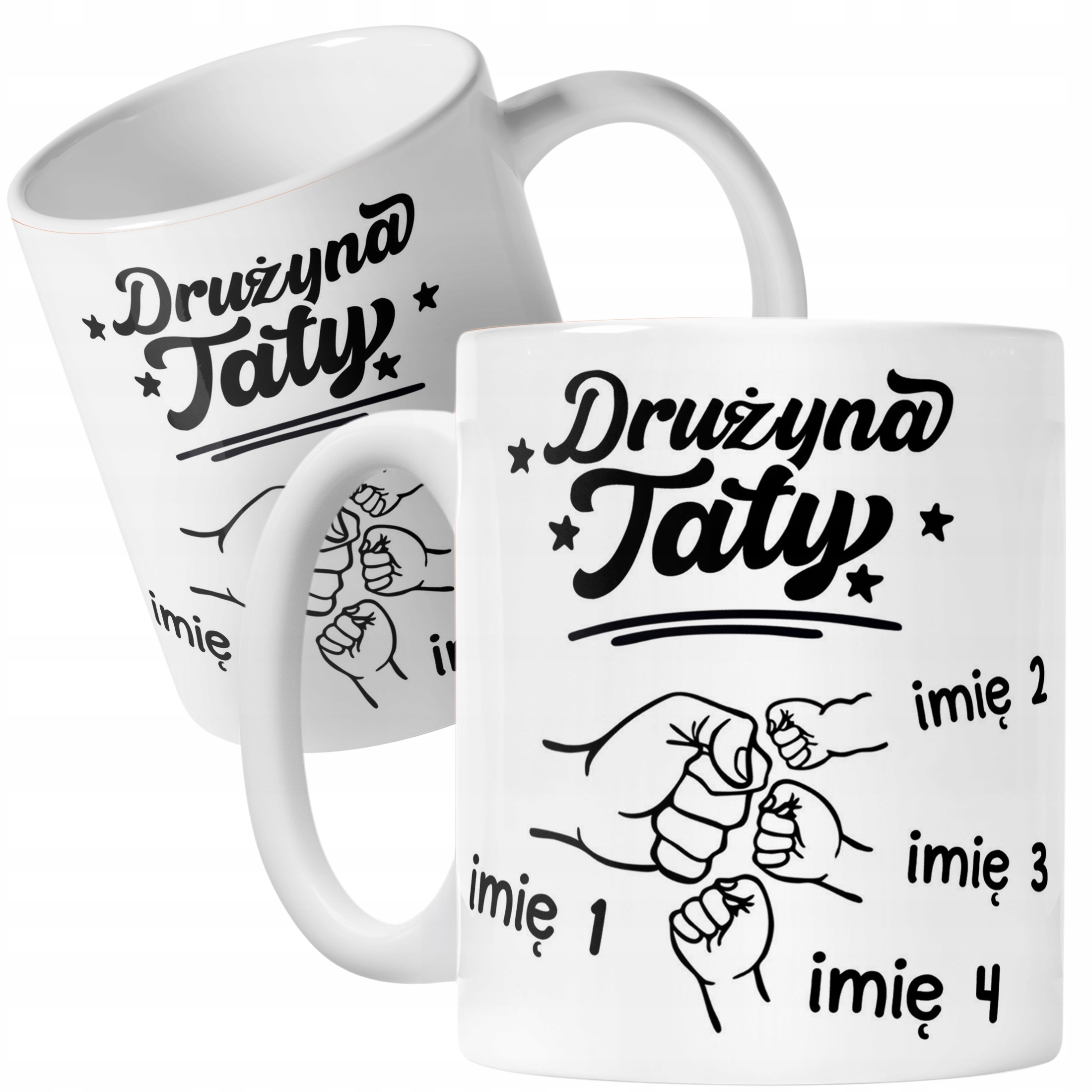 Kubek ceramiczny Personalizowany Dzień Ojca Najlepsza Drużyna 3 Dzieci