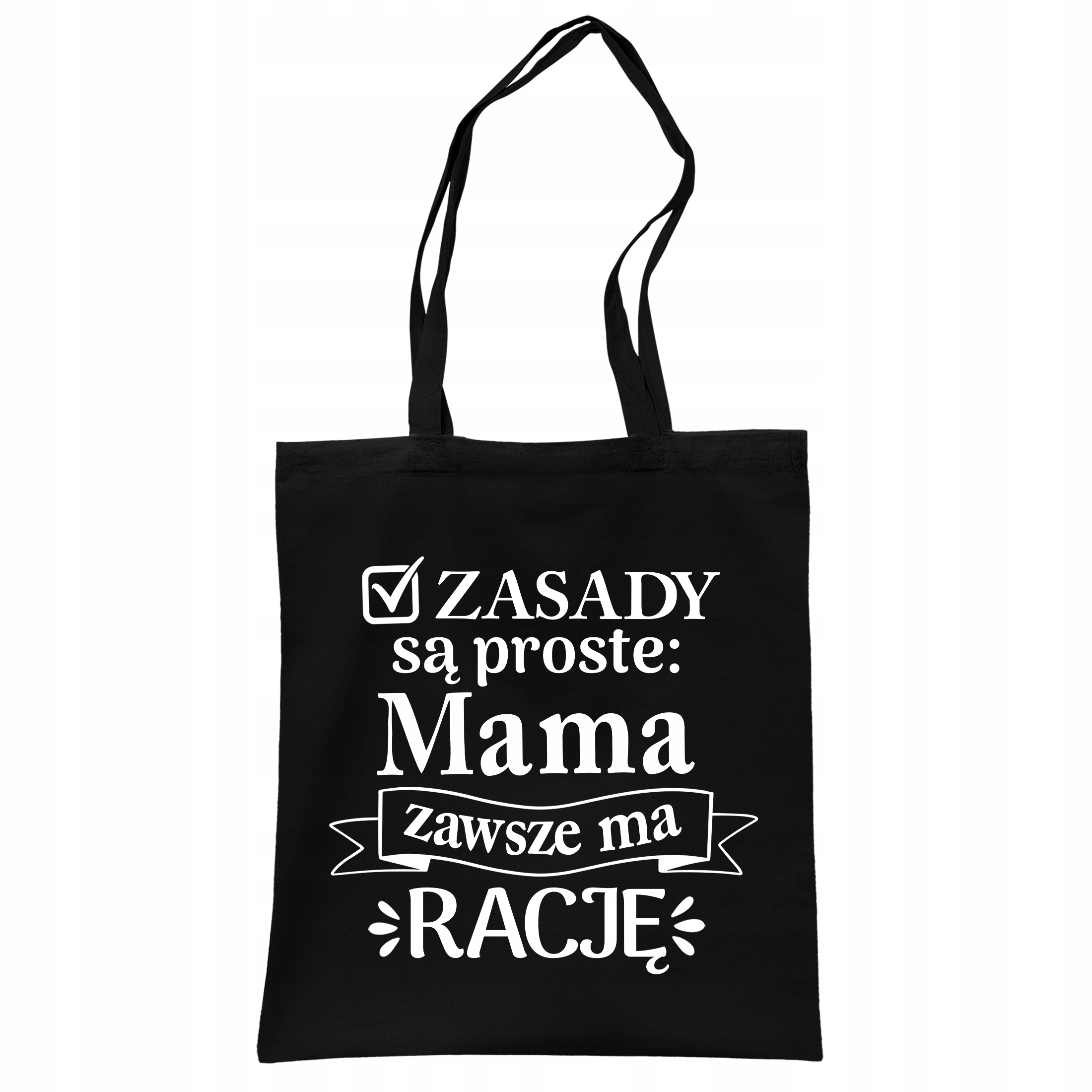 Torba bawełniana czarna na zakupy Dzień Matki Dla Mamy Prezent