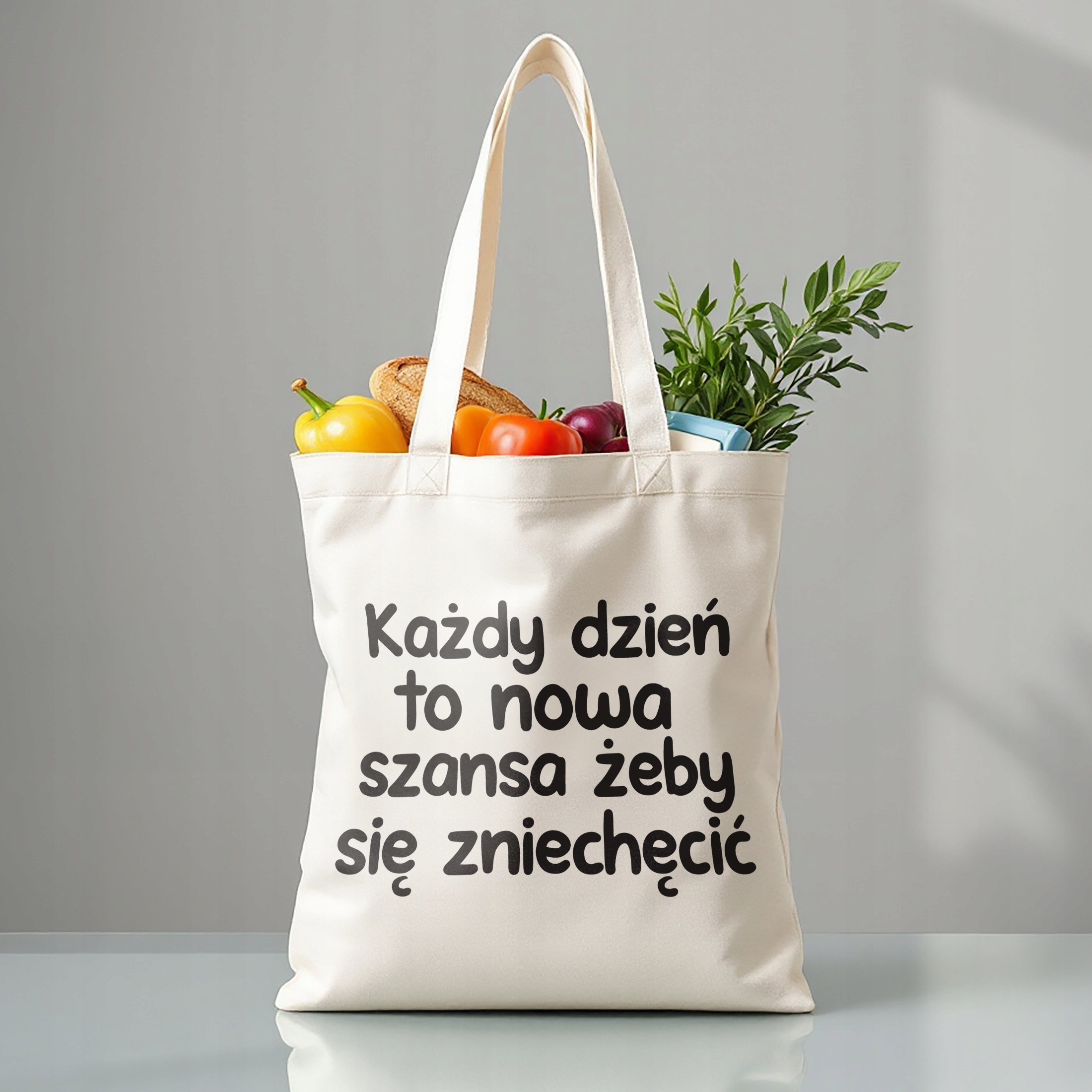 Torba bawełniana premium Każdy Dzień To Nowa Szansa Zabawny Prezent